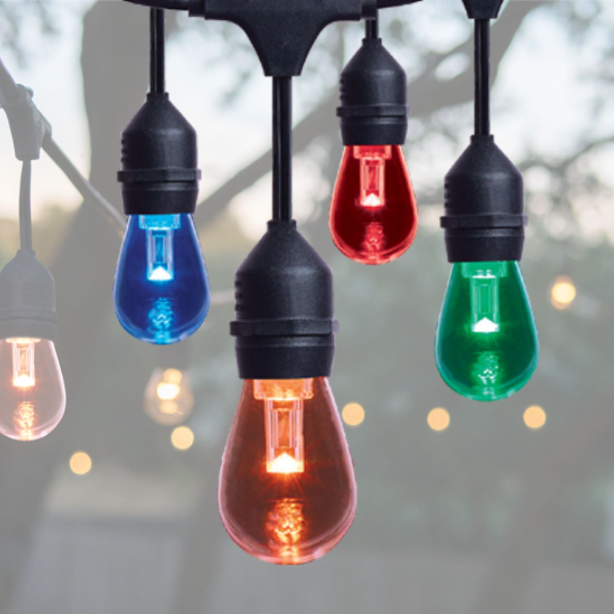 Indoor/Outdoor 48 Feet LED String Light with Remote, 15-LED Bulbs, RGBTW