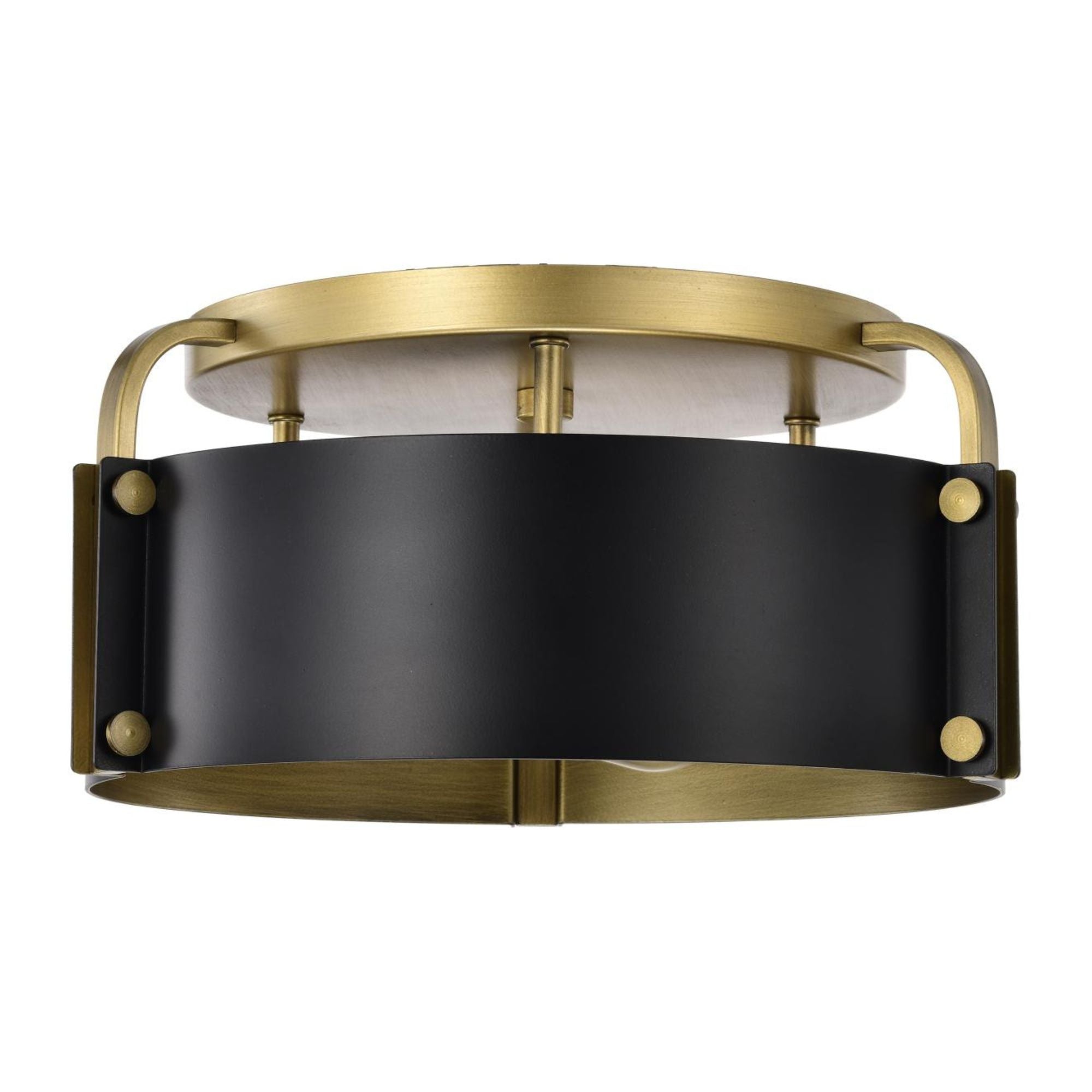 Altos 14" 3 lights Semi-flush Mount, Matte Black and Natural Brass Finish