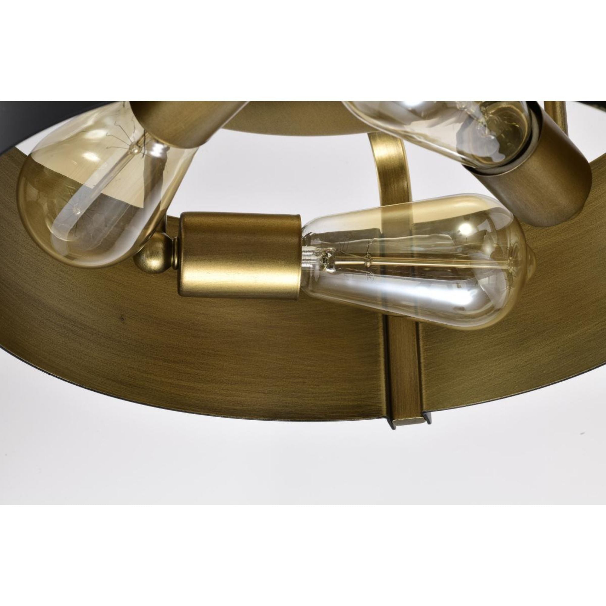 Altos 14" 3 lights Semi-flush Mount, Matte Black and Natural Brass Finish