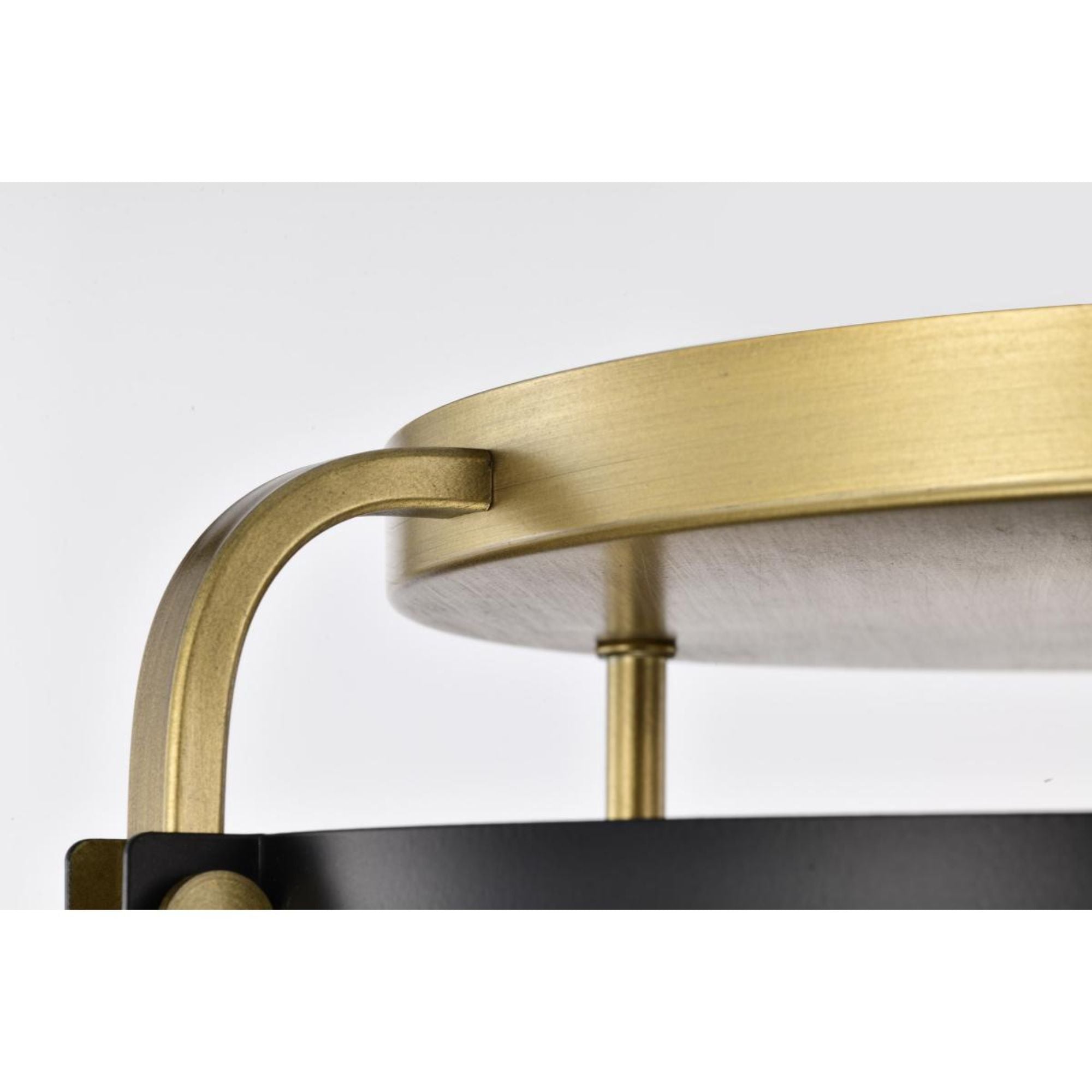 Altos 14" 3 lights Semi-flush Mount, Matte Black and Natural Brass Finish