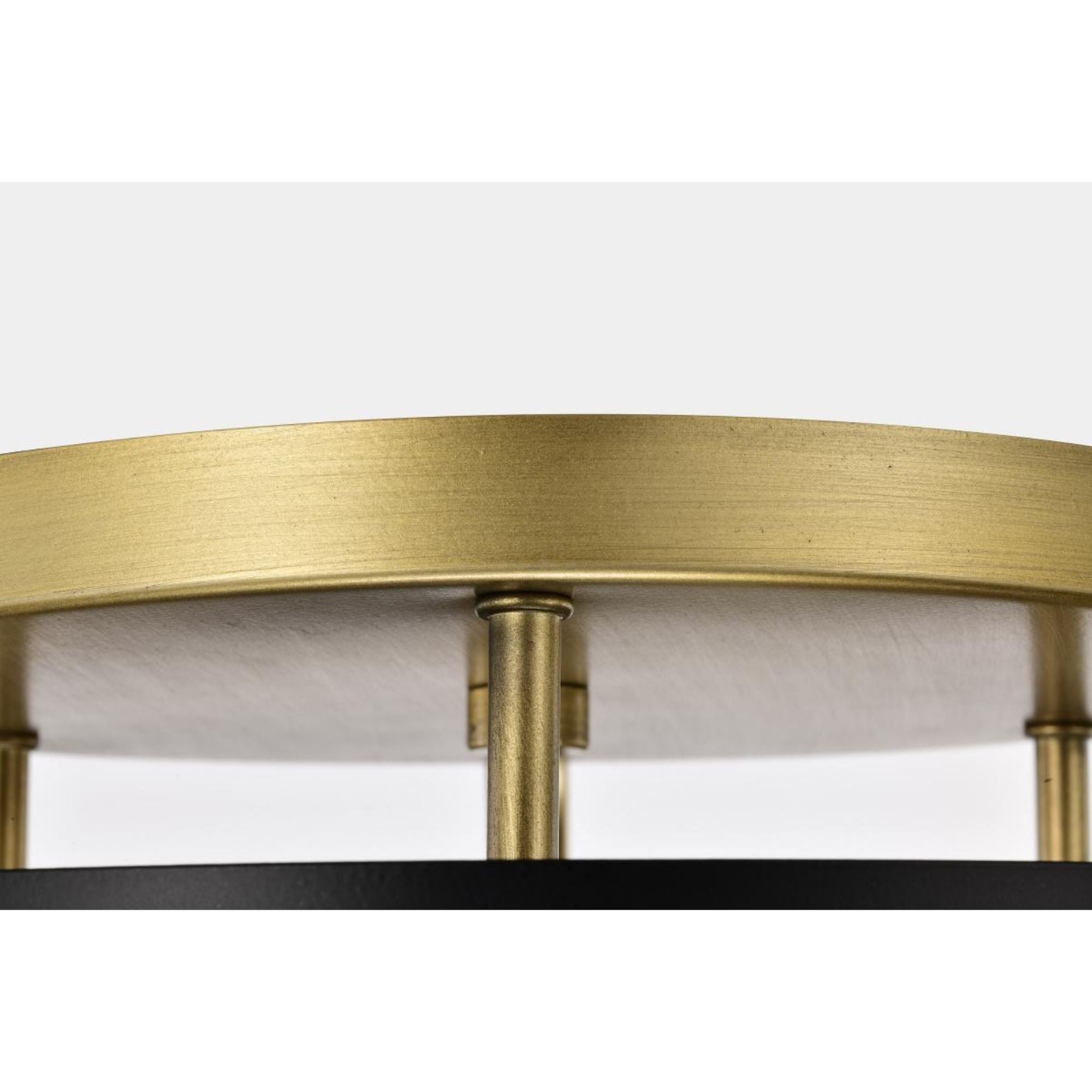 Altos 14" 3 lights Semi-flush Mount, Matte Black and Natural Brass Finish