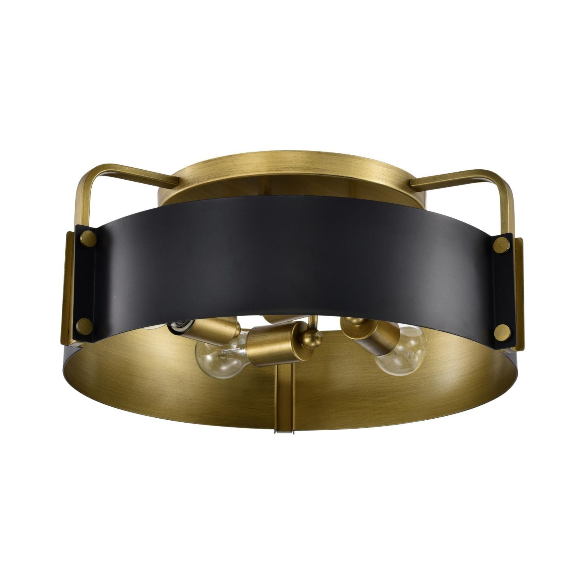 Altos 18" 4 lights Semi-flush Mount, Matte Black and Natural Brass Finish