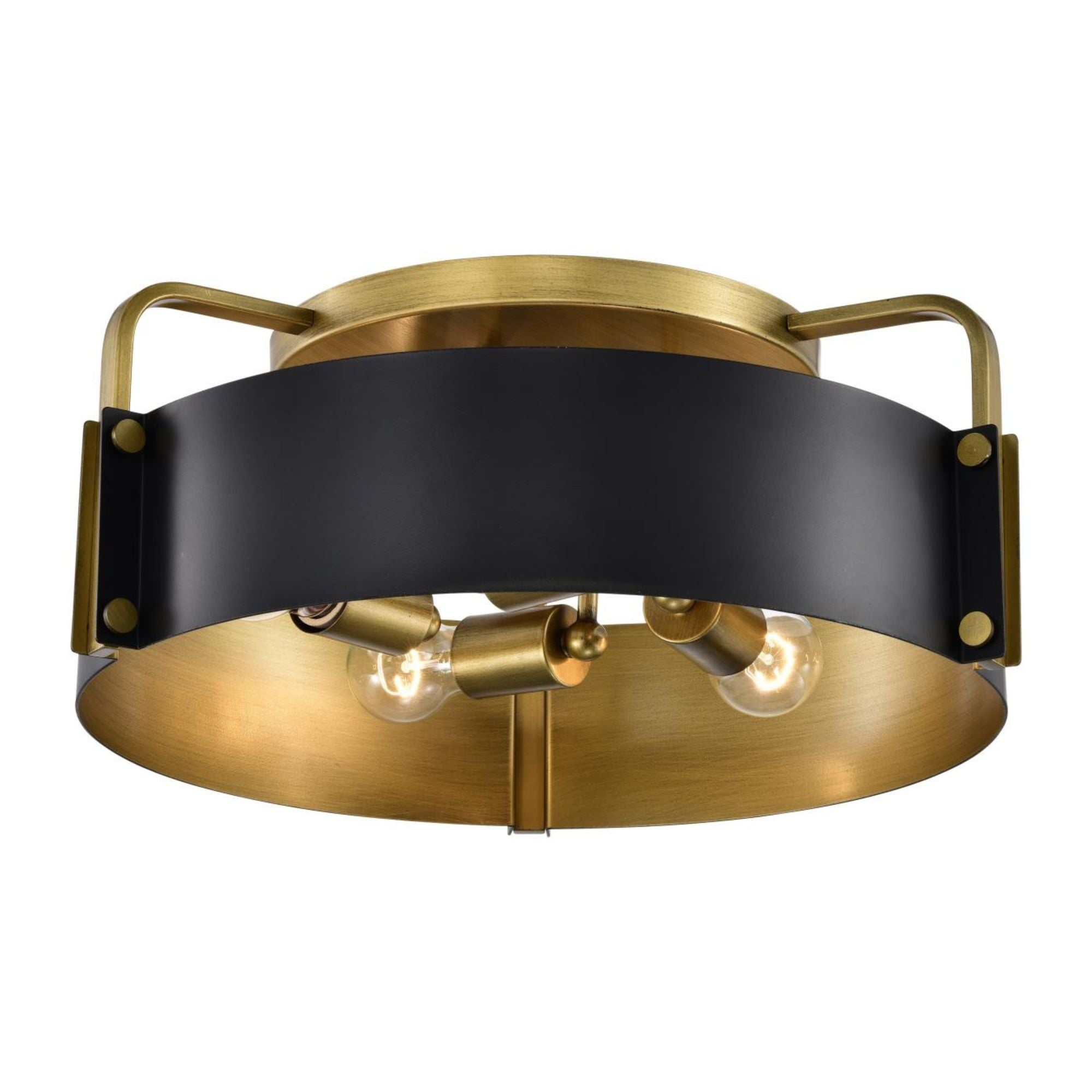 Altos 18" 4 lights Semi-flush Mount, Matte Black and Natural Brass Finish