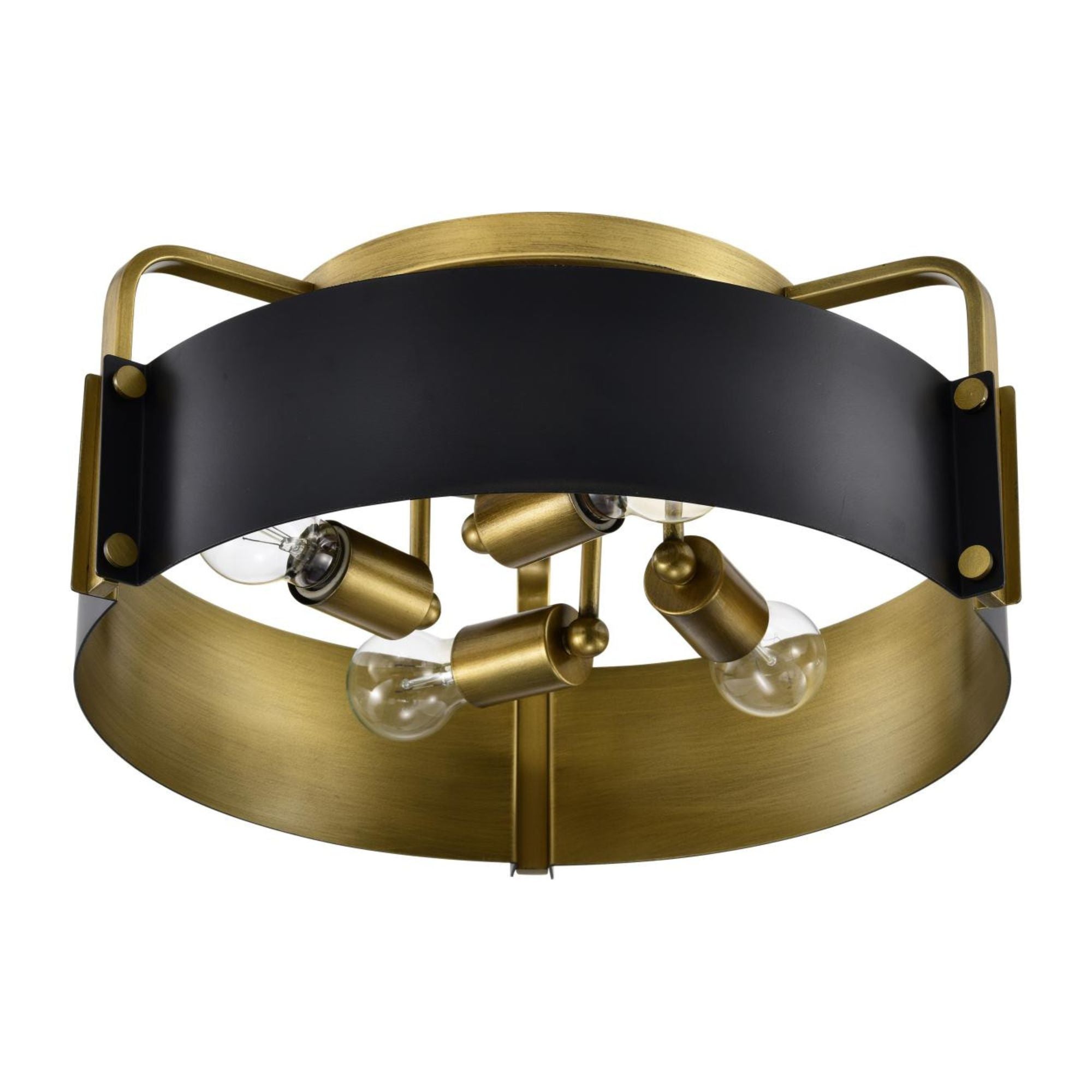 Altos 18" 4 lights Semi-flush Mount, Matte Black and Natural Brass Finish