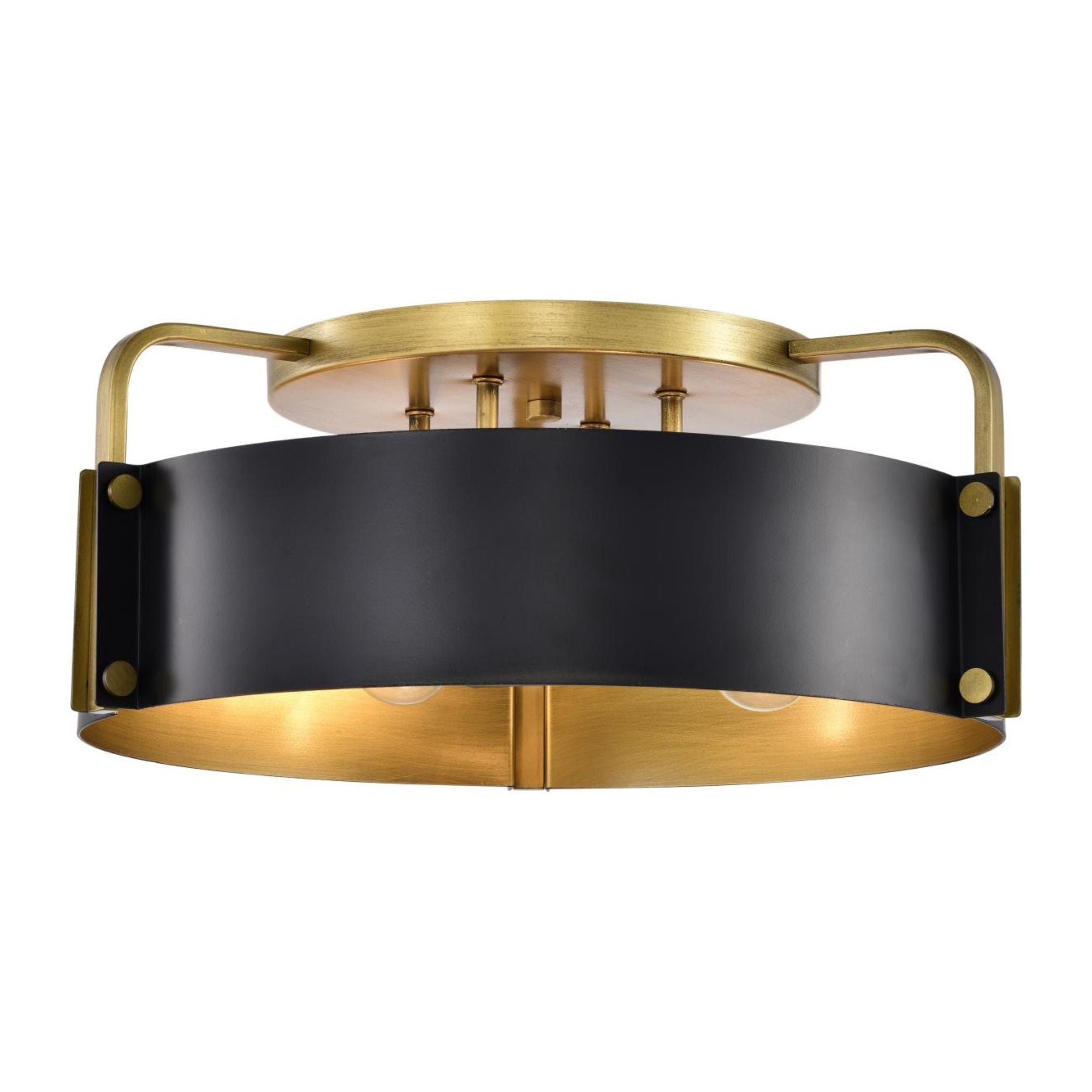 Altos 18" 4 lights Semi-flush Mount, Matte Black and Natural Brass Finish