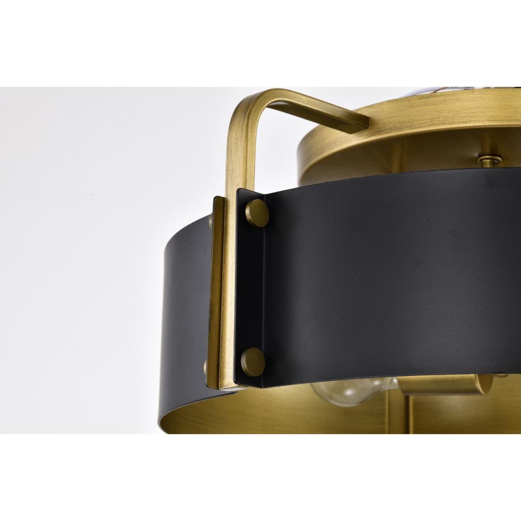 Altos 18" 4 lights Semi-flush Mount, Matte Black and Natural Brass Finish