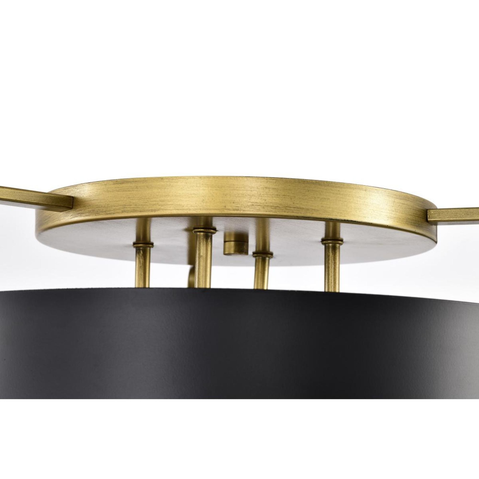 Altos 18" 4 lights Semi-flush Mount, Matte Black and Natural Brass Finish