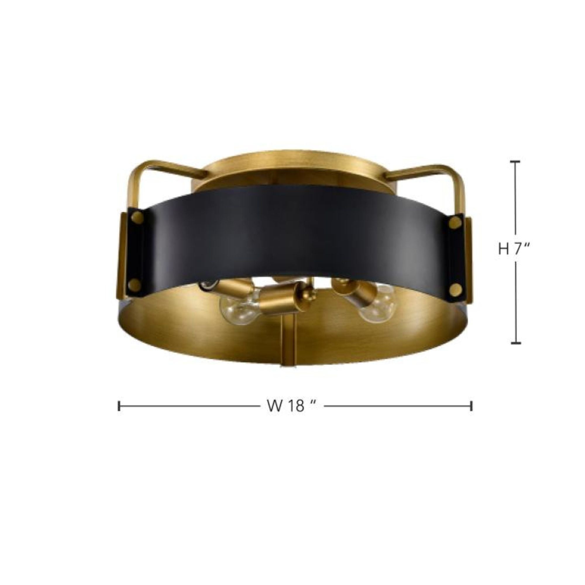 Altos 18" 4 lights Semi-flush Mount, Matte Black and Natural Brass Finish