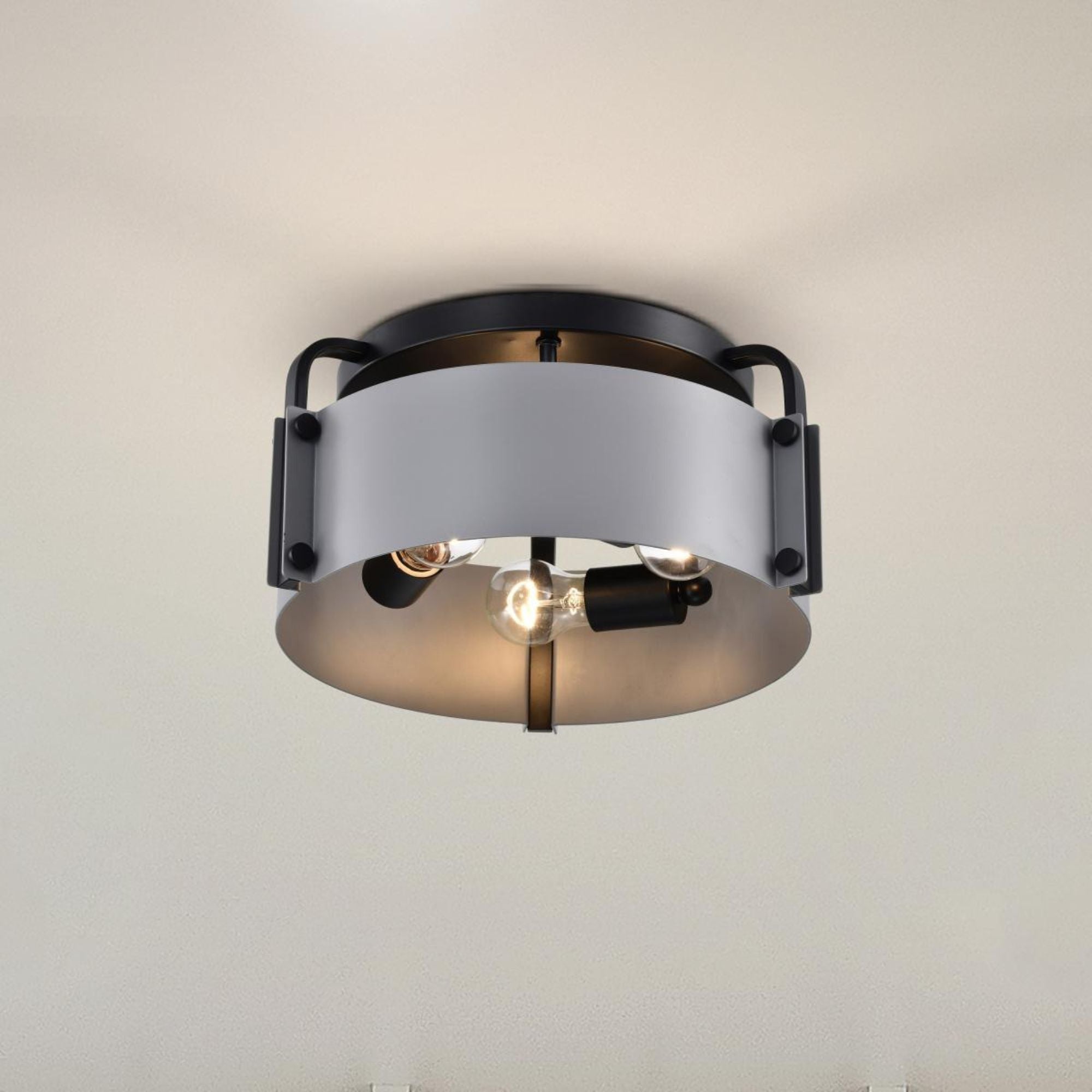 Altos 14" 3 lights Semi-flush Mount, Matte Gray and Matte Black Finish