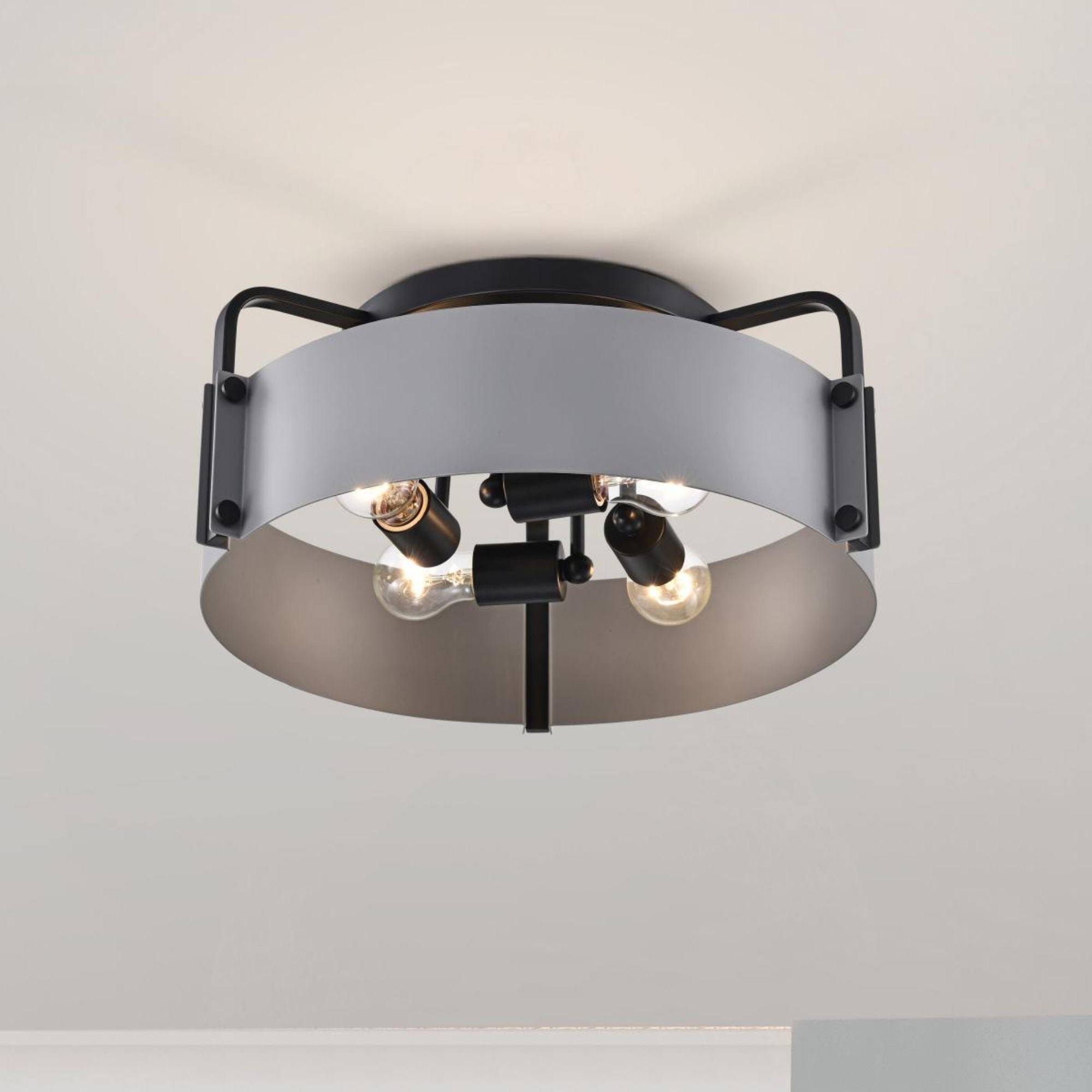 Altos 18" 4 lights Semi-flush Mount, Matte Gray and Matte Black Finish