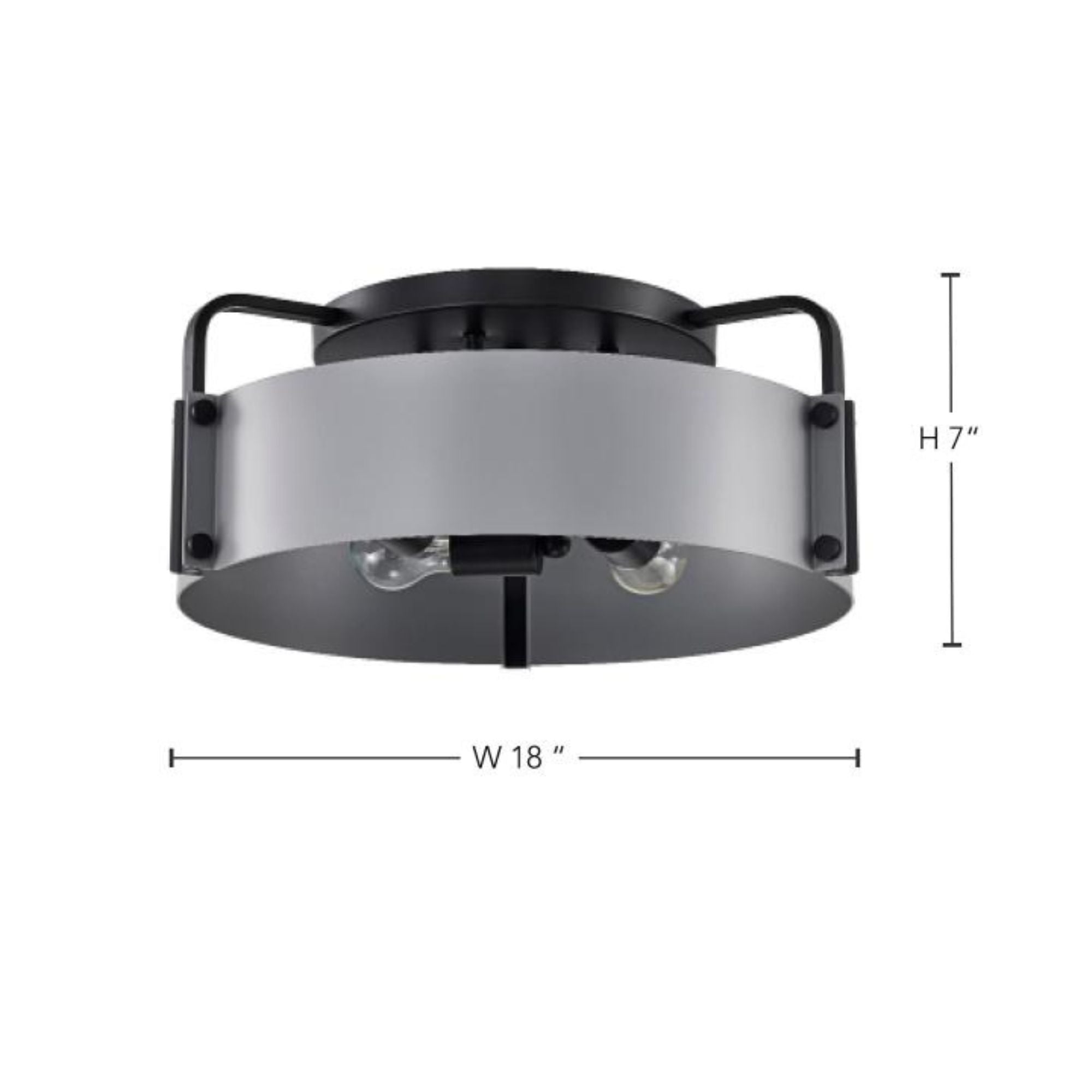 Altos 18" 4 lights Semi-flush Mount, Matte Gray and Matte Black Finish