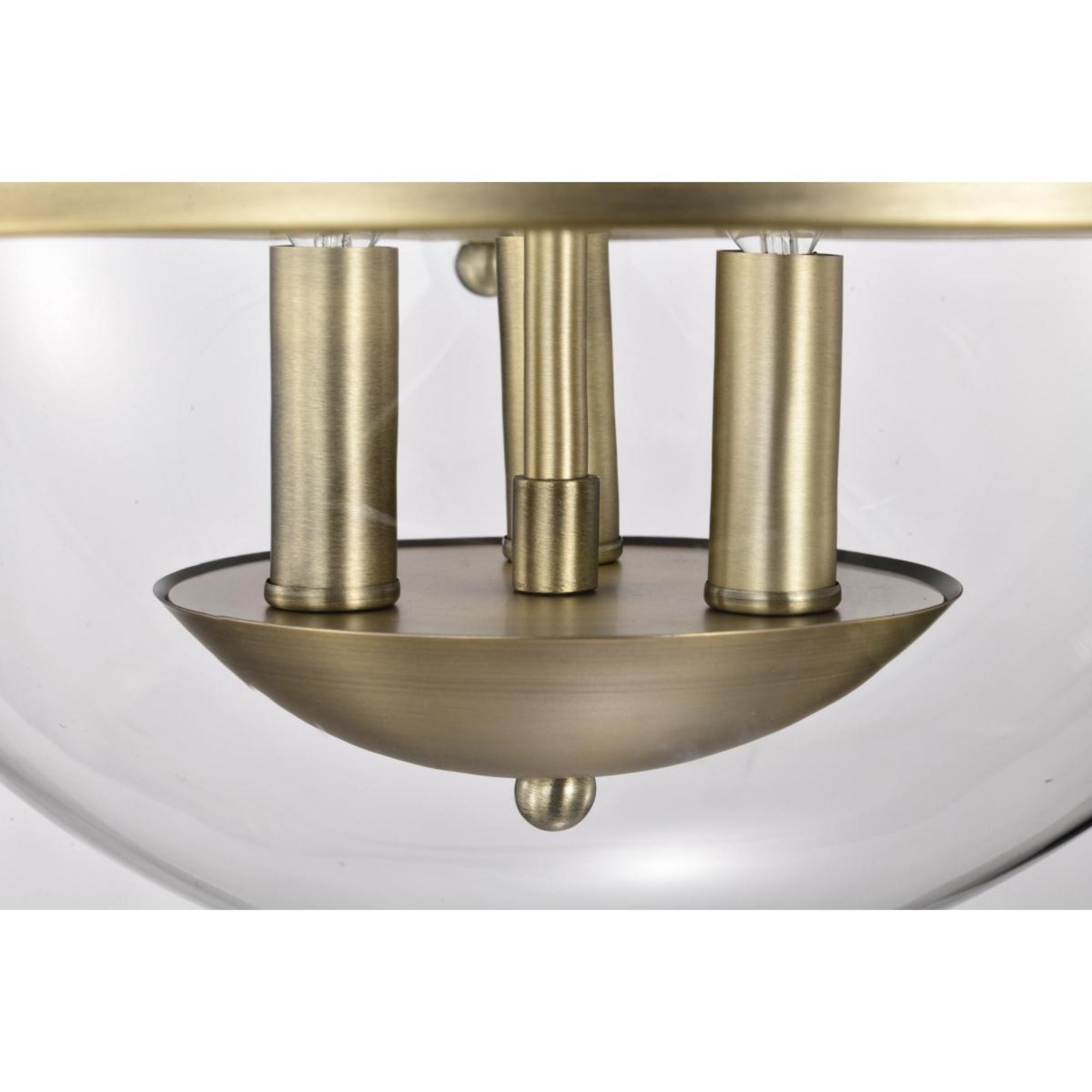 Amado 14" 3 lights Semi-flush Mount, Vintage Brass Finish