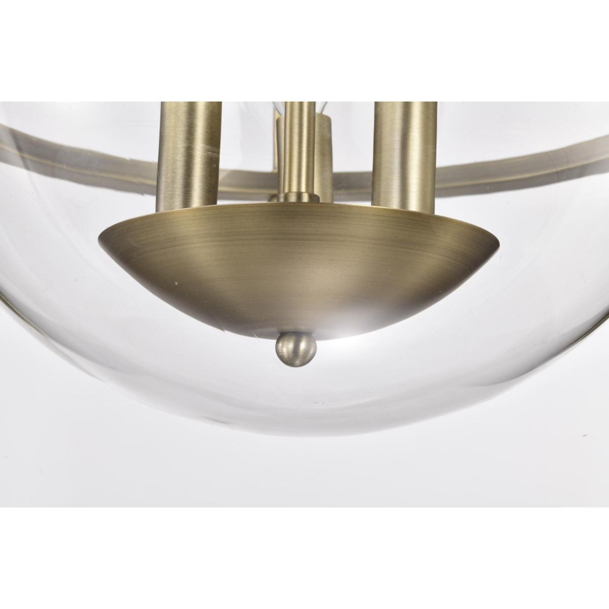 Amado 14" 3 lights Semi-flush Mount, Vintage Brass Finish