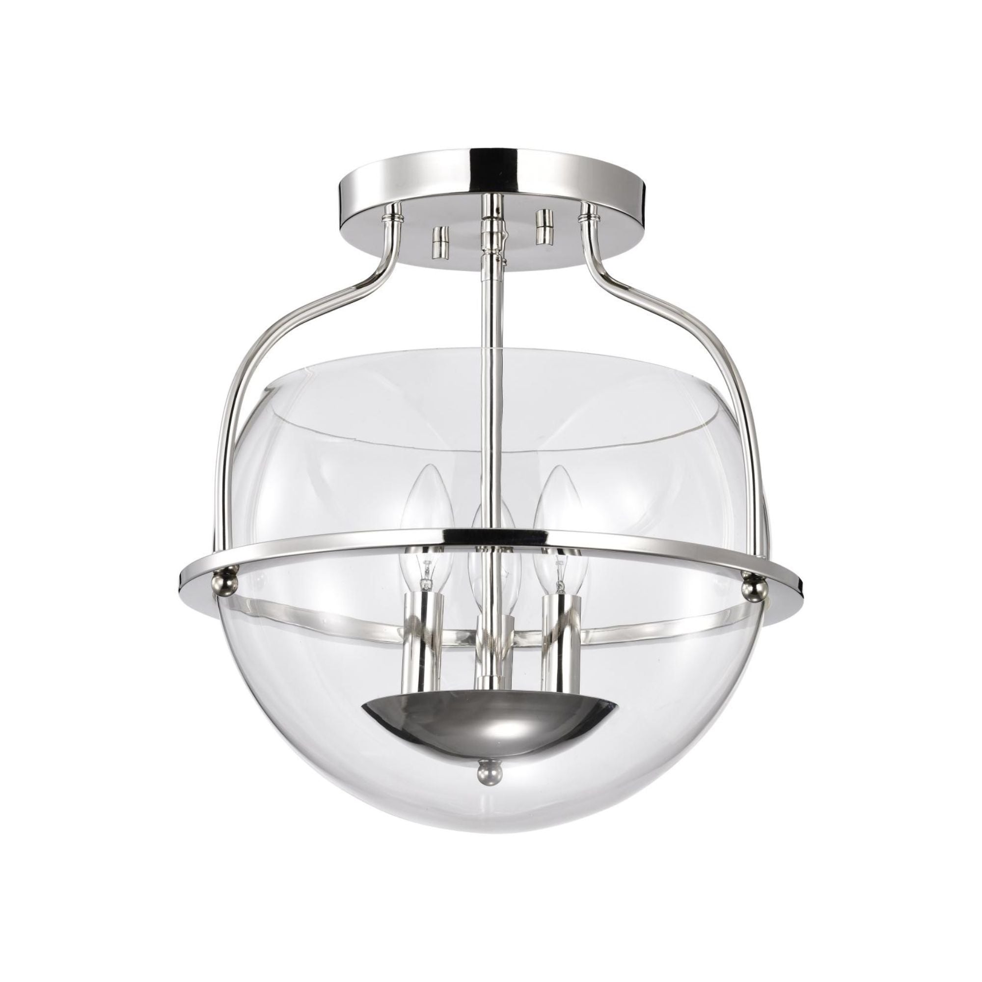 Amado 14" 3 lights Semi-flush Mount, Polished Nickel Finish
