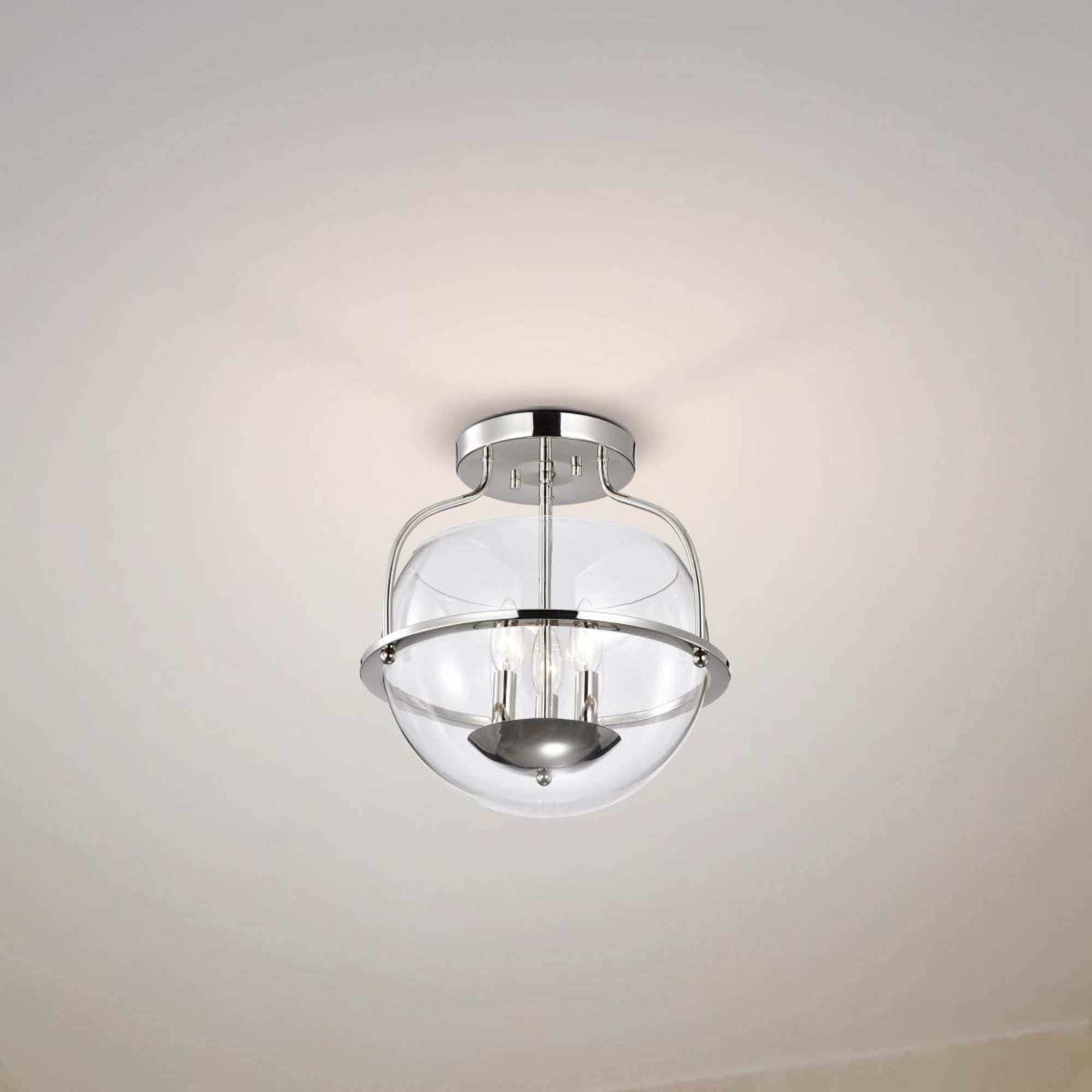 Amado 14" 3 lights Semi-flush Mount, Polished Nickel Finish