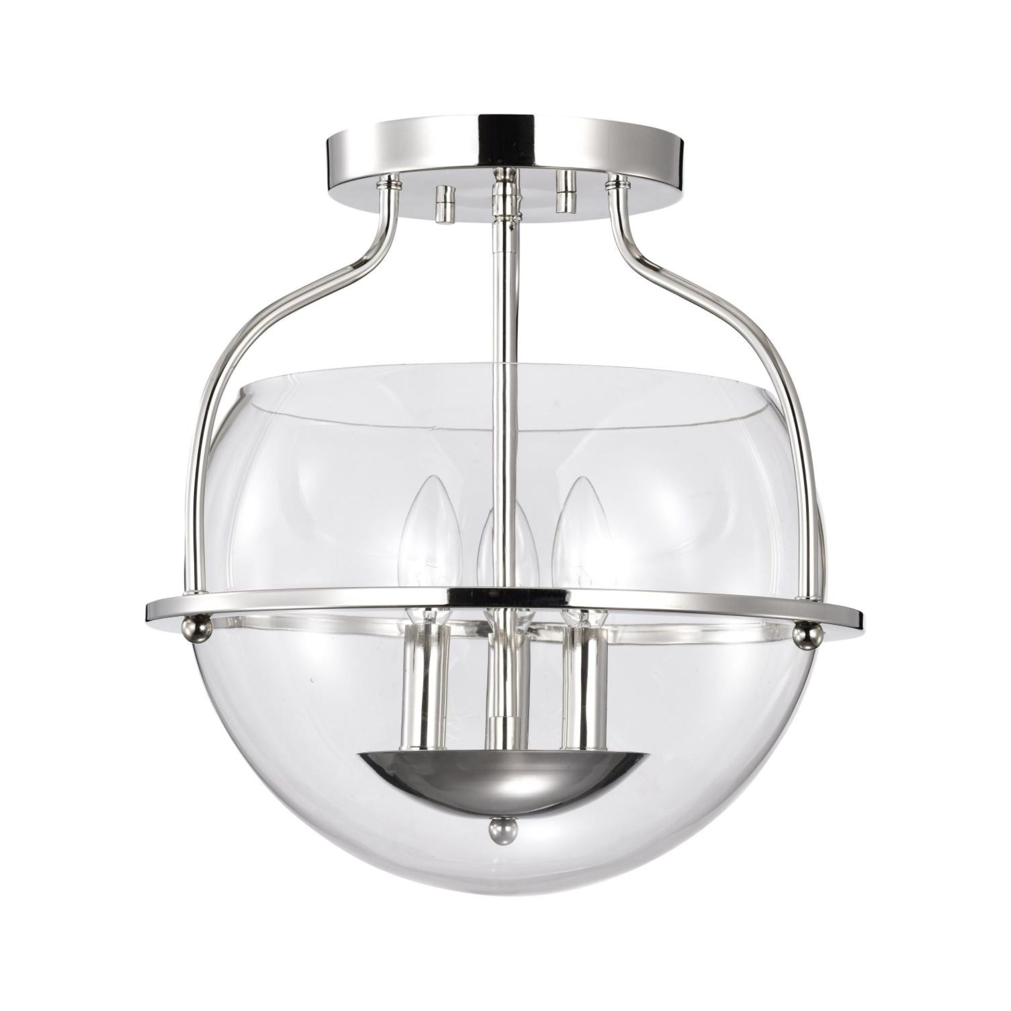 Amado 14" 3 lights Semi-flush Mount, Polished Nickel Finish