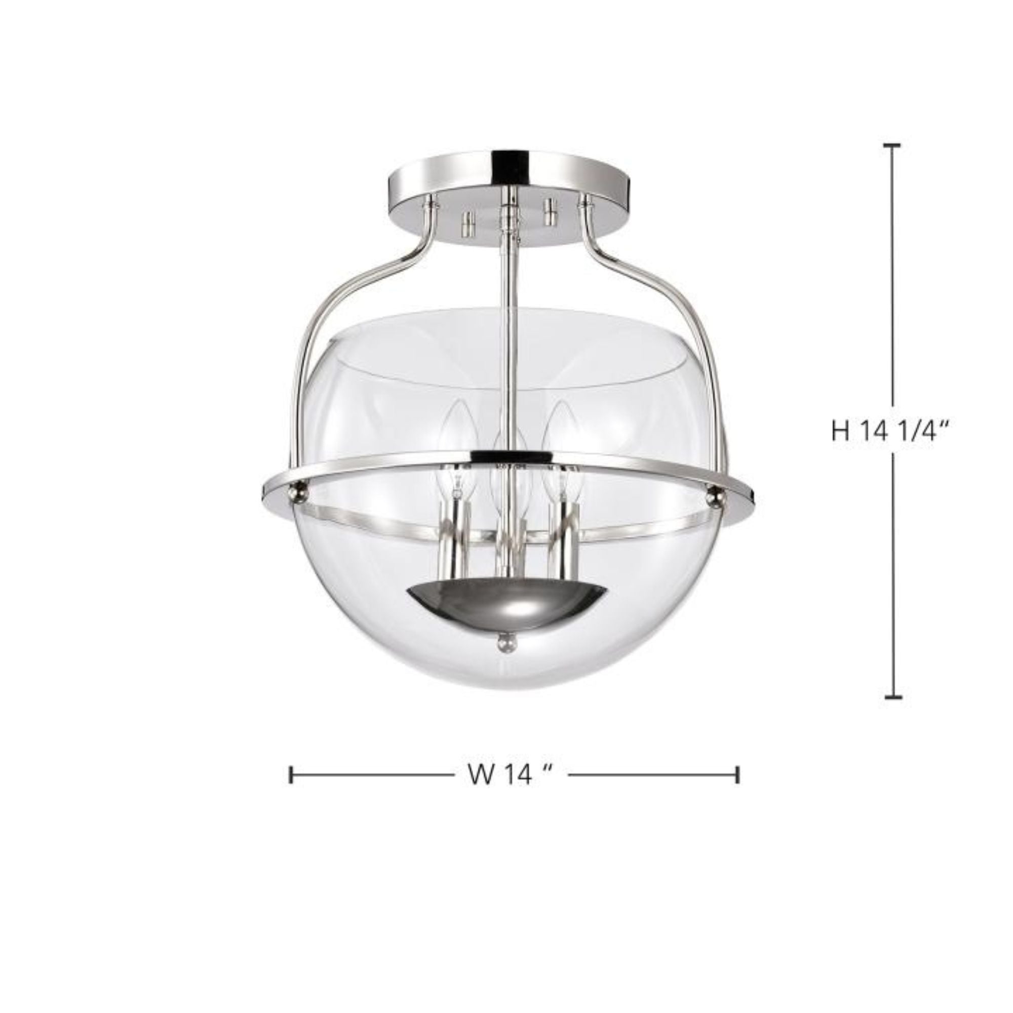Amado 14" 3 lights Semi-flush Mount, Polished Nickel Finish