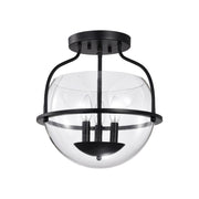 Amado 14 in. 3 Lights Semi-flush Mount Light, Clear Glass