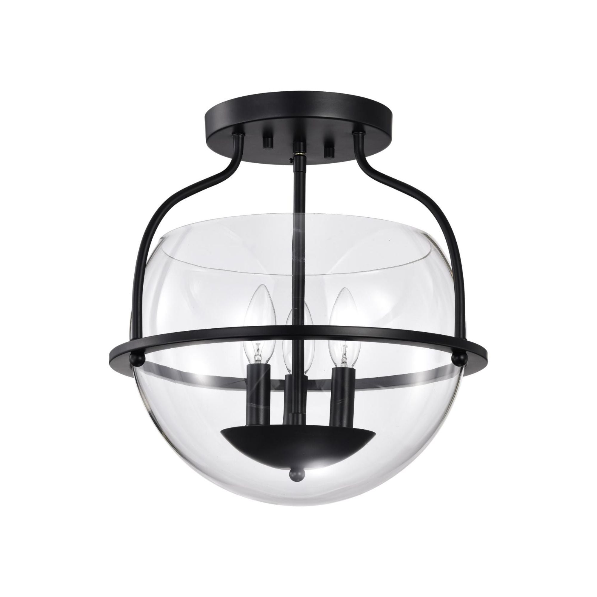 Amado 14" 3 lights Semi-flush Mount, Matte Black Finish