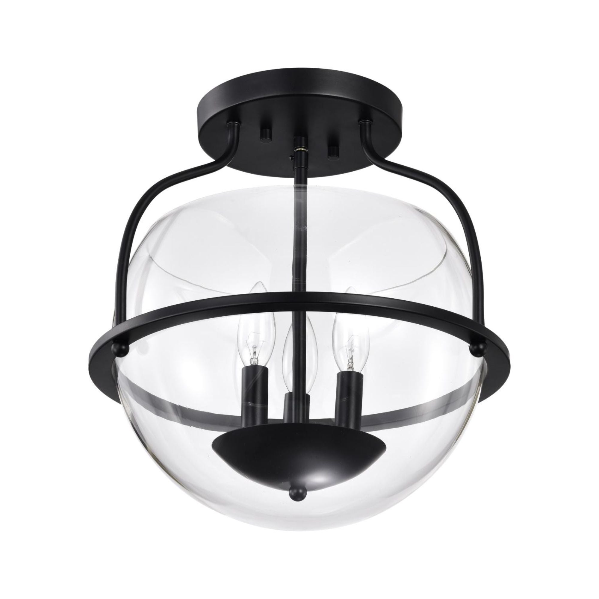 Amado 14" 3 lights Semi-flush Mount, Matte Black Finish