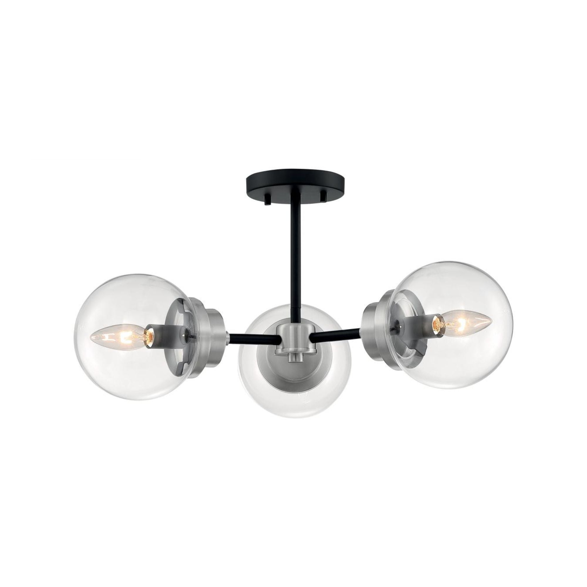Axis 23" 3 Lights Semi Flush Mount, Black & Nickel Finish