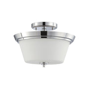Bento 13" 3-Light Semi Flush Mount, Polished Chrome / Satin White Finish