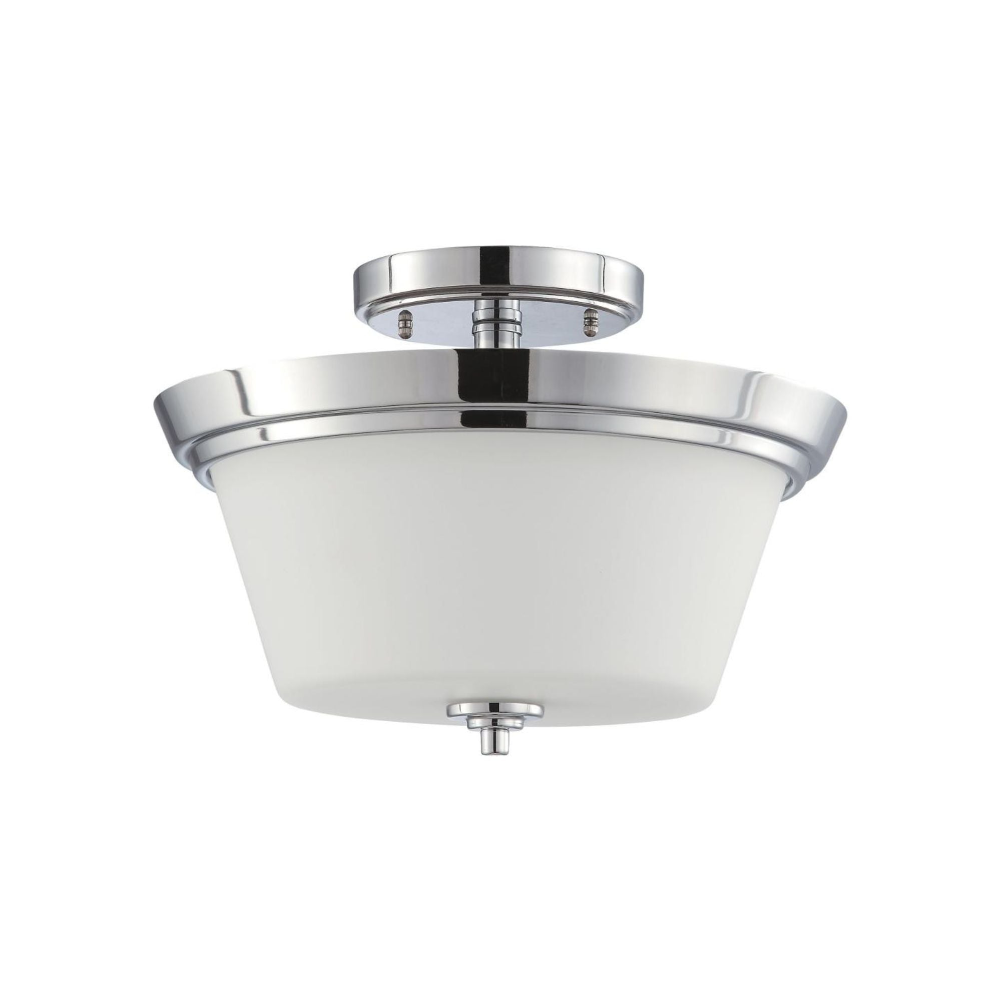 Bento 13" 3-Light Semi Flush Mount, Polished Chrome / Satin White Finish