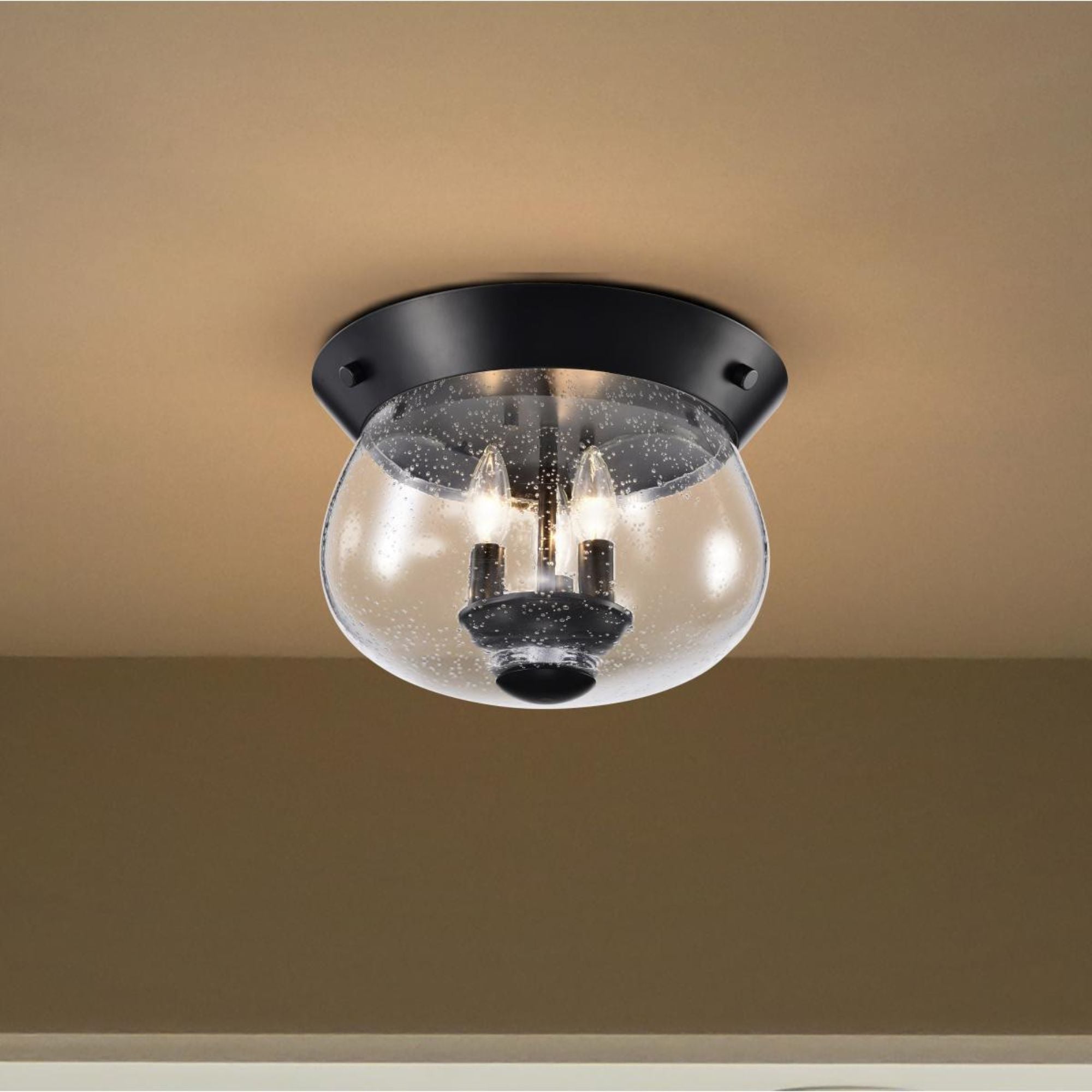 Boliver 14" 3 lights Flush Mount, Matte Black Finish