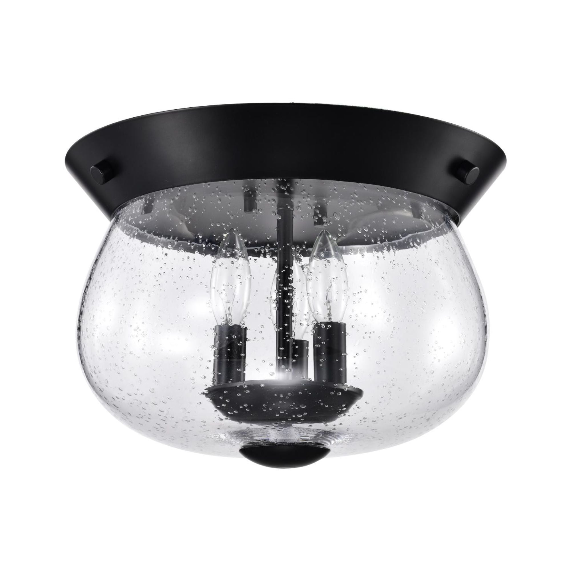 Boliver 14" 3 lights Flush Mount, Matte Black Finish