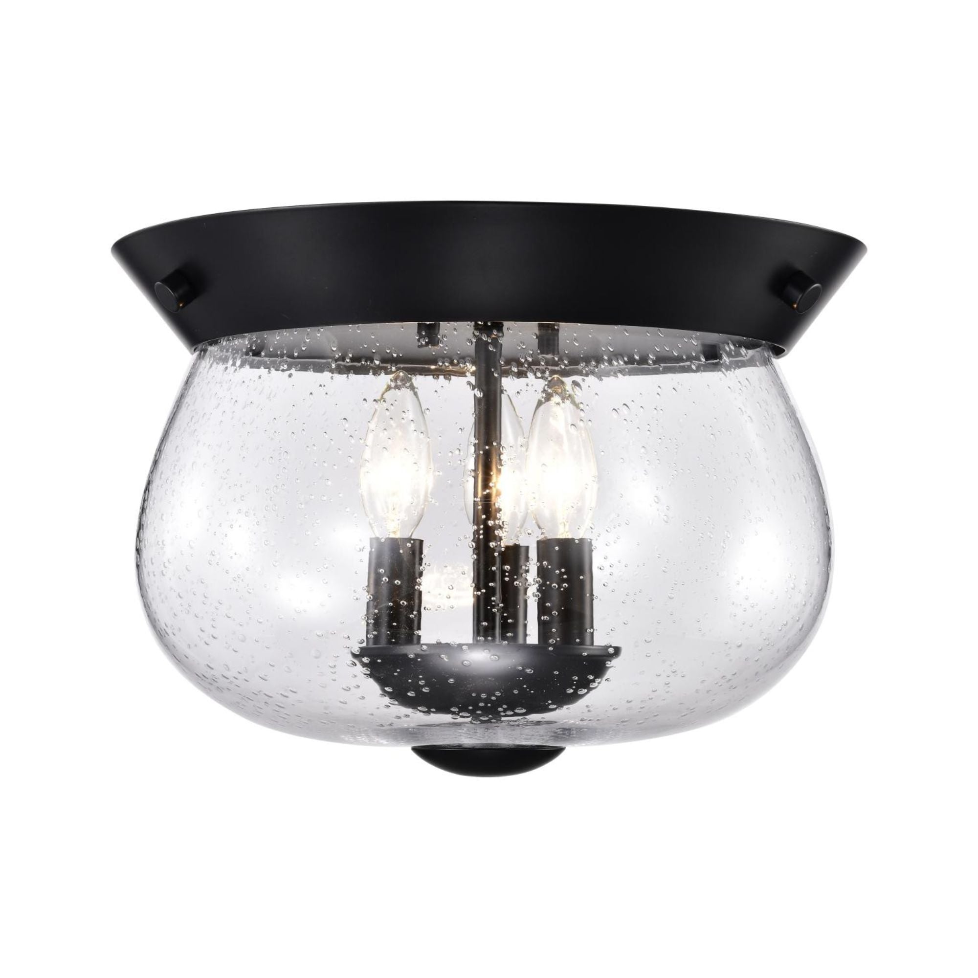 Boliver 14" 3 lights Flush Mount, Matte Black Finish