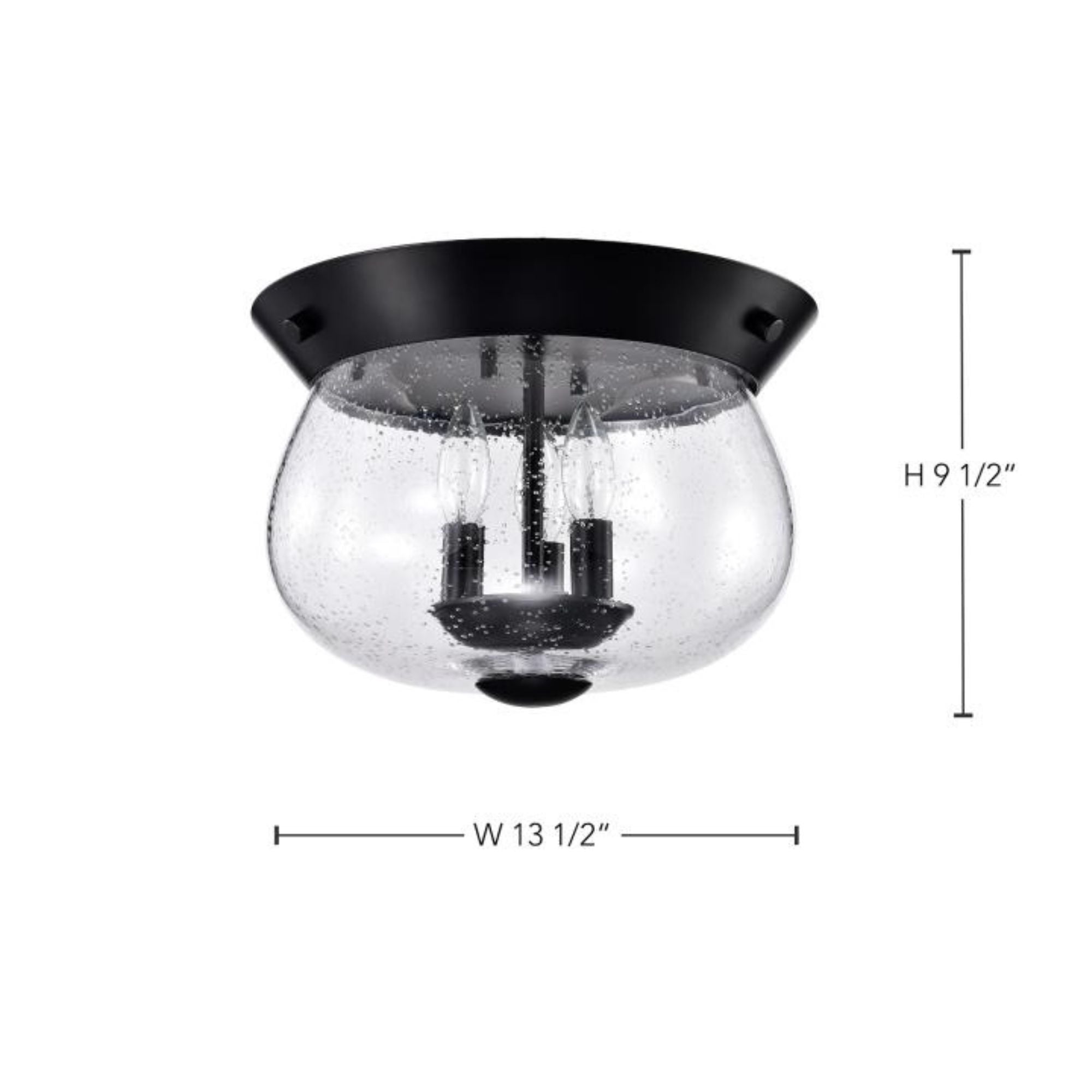 Boliver 14" 3 lights Flush Mount, Matte Black Finish