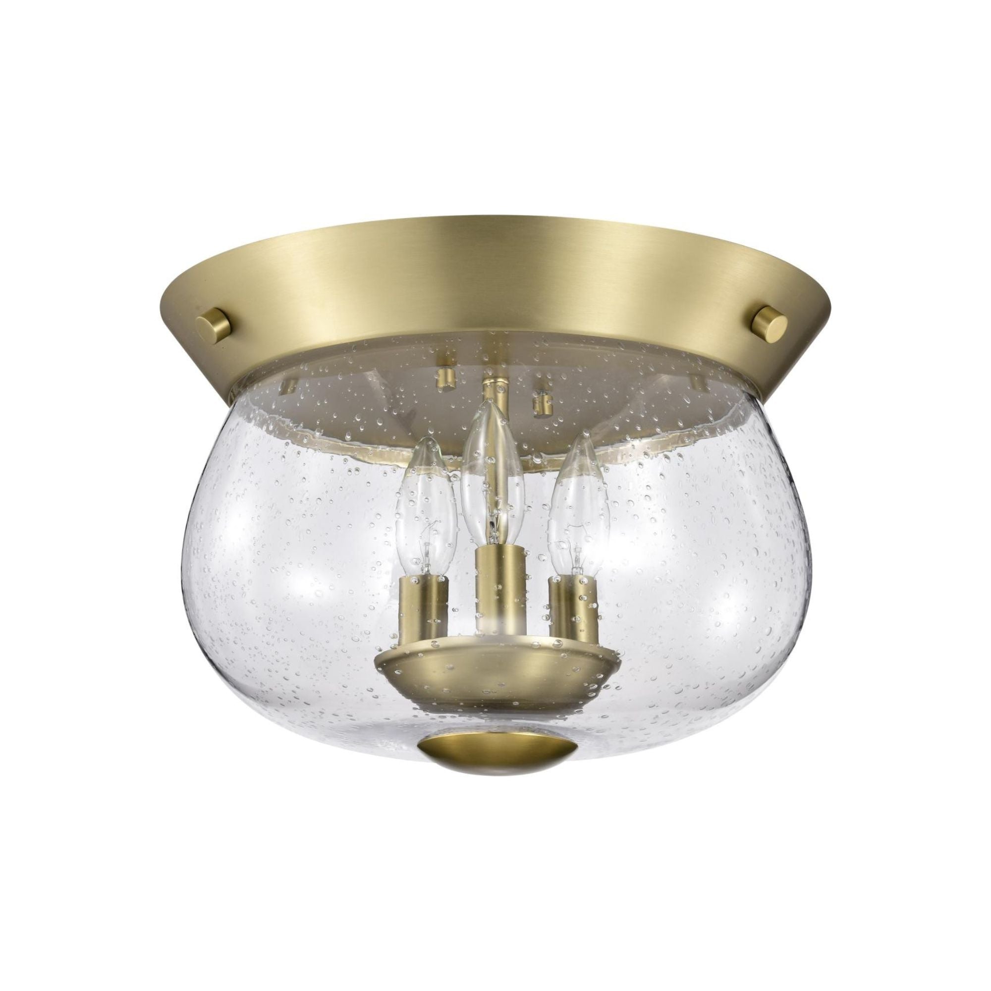 Boliver 14" 3 lights Flush Mount, Vintage Brass Finish