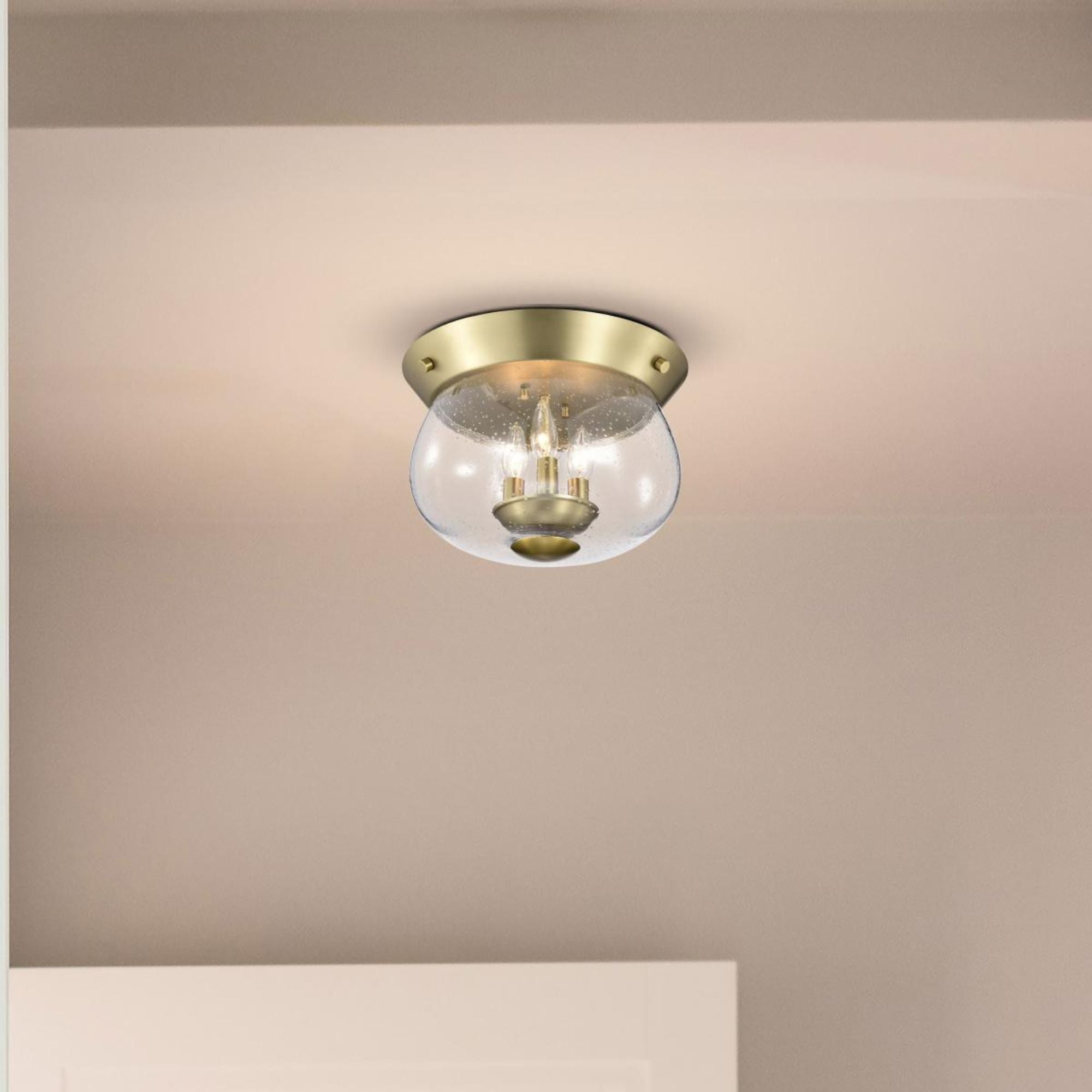 Boliver 14" 3 lights Flush Mount, Vintage Brass Finish