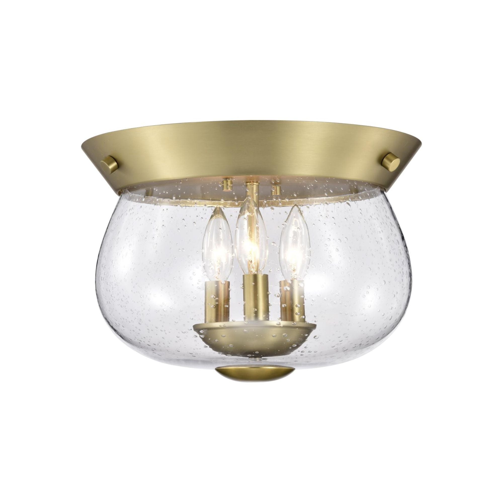 Boliver 14" 3 lights Flush Mount, Vintage Brass Finish