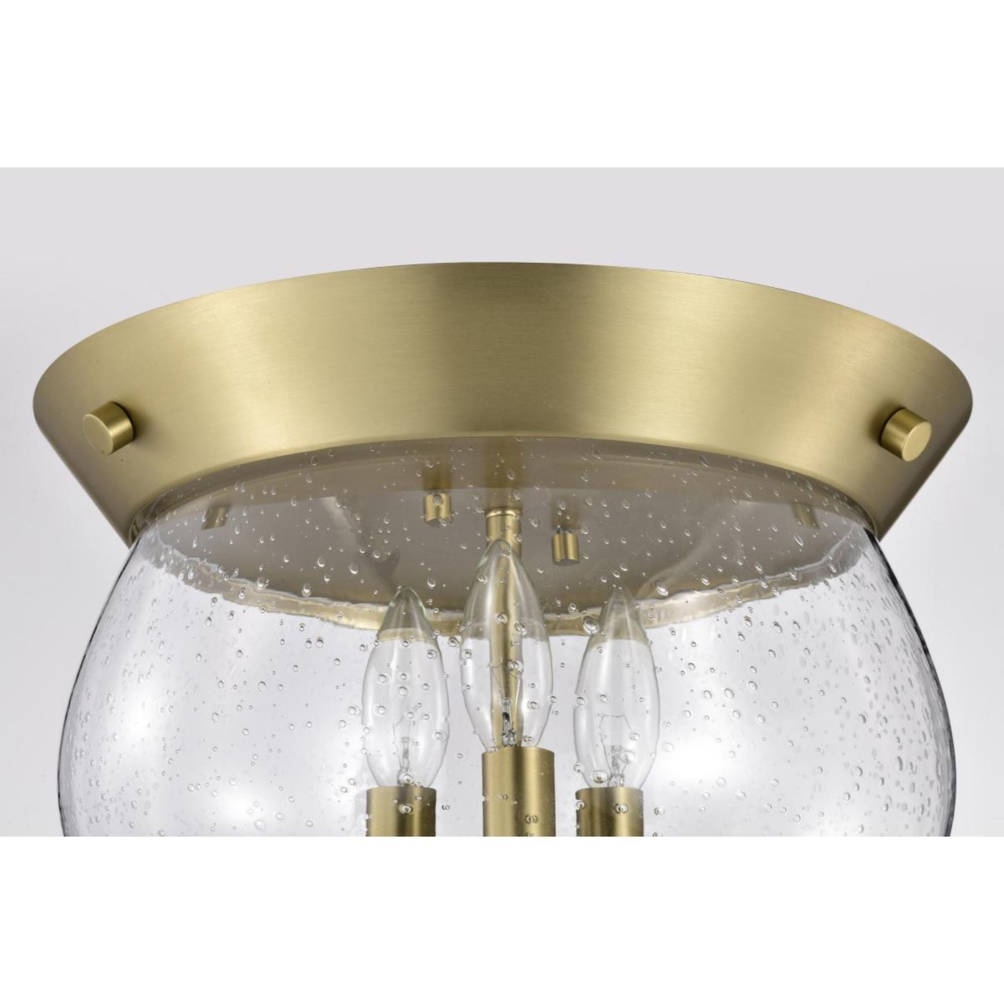 Boliver 14" 3 lights Flush Mount, Vintage Brass Finish