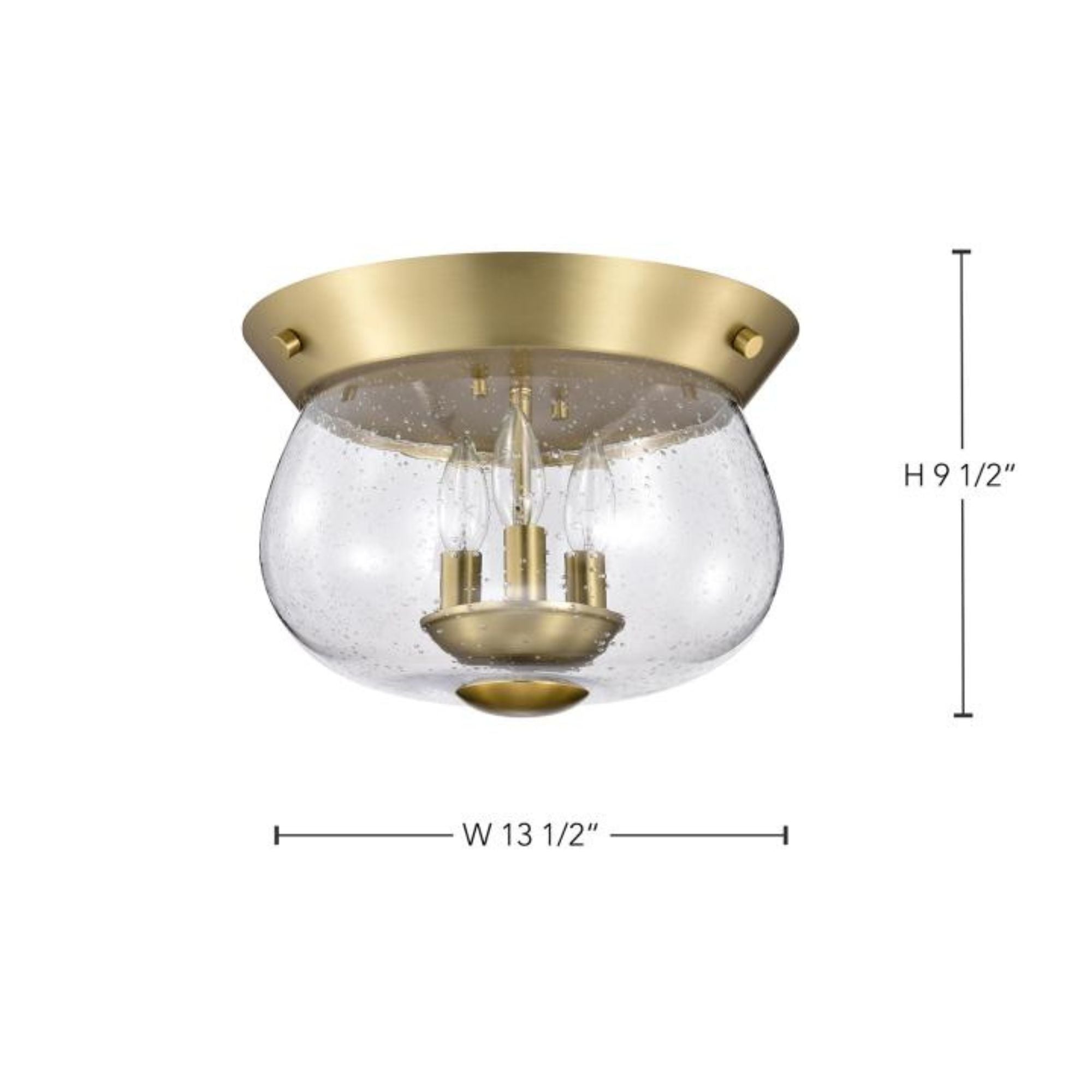 Boliver 14" 3 lights Flush Mount, Vintage Brass Finish