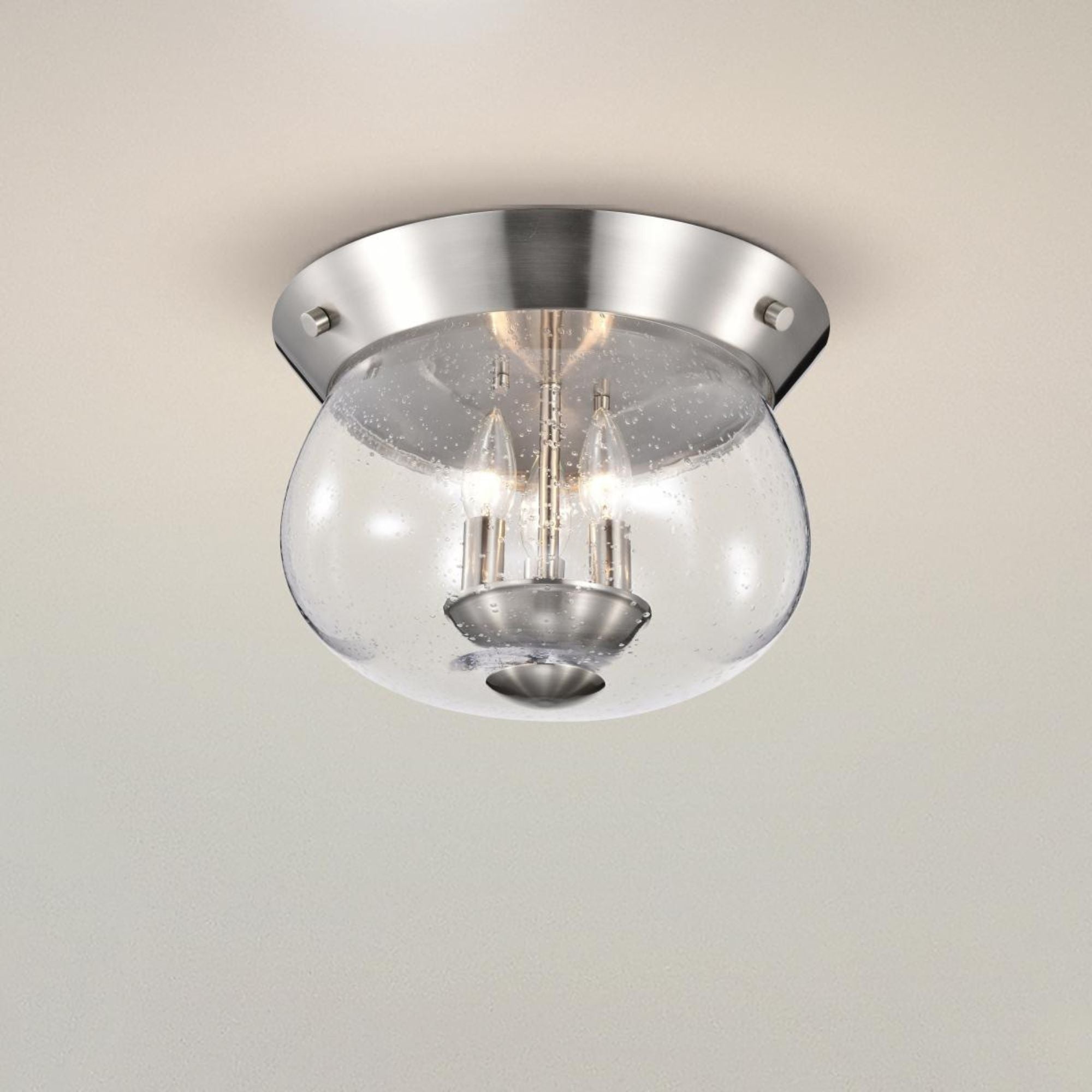 Boliver 14" 3 lights Flush Mount, Brushed Nickel Finish