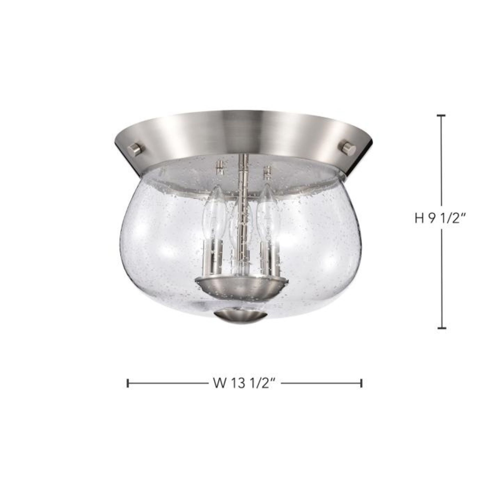 Boliver 14" 3 lights Flush Mount, Brushed Nickel Finish