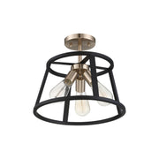 Chassis 14" 3 Lights Flush Mount Brass finish