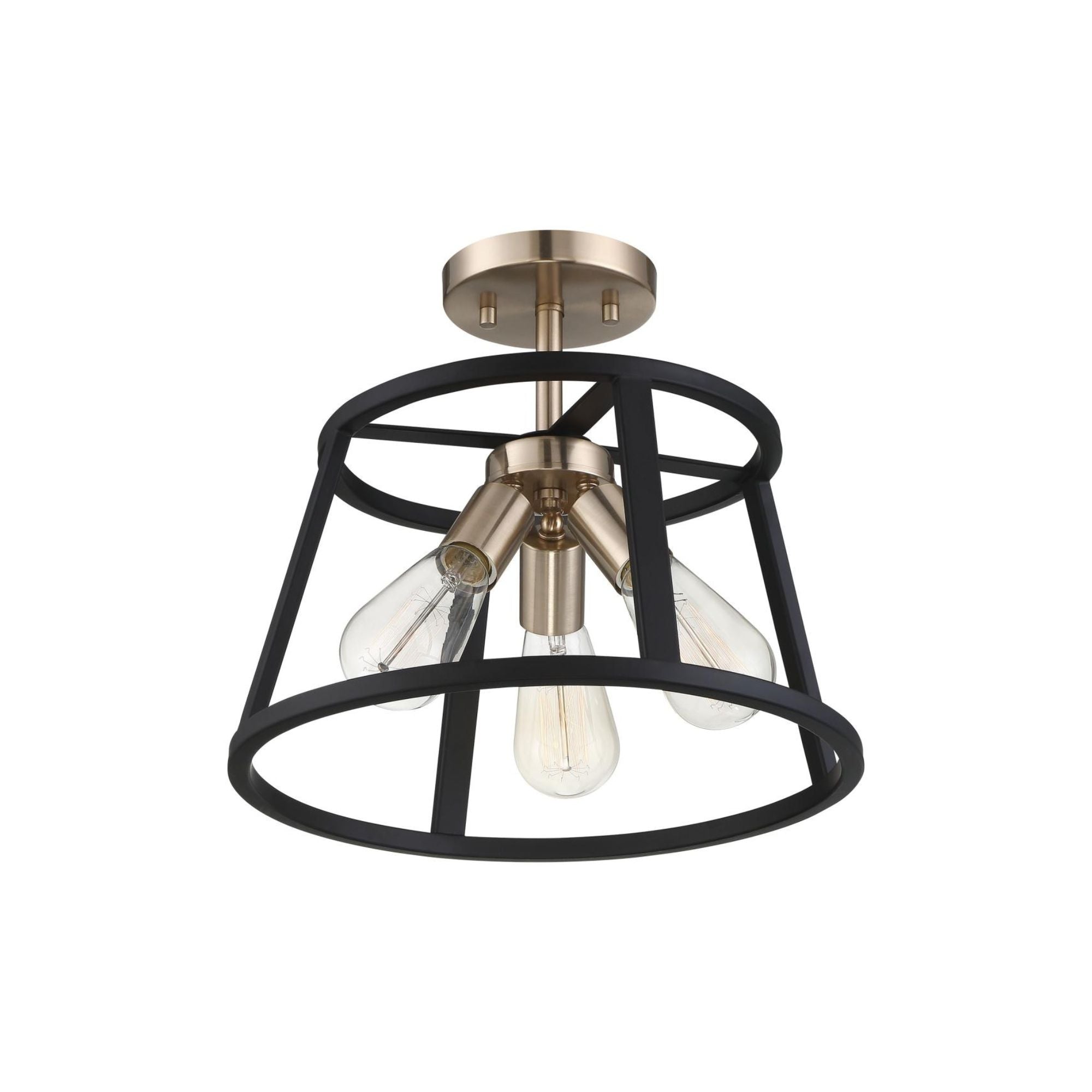 Chassis 14" 3 Lights Flush Mount Brass finish