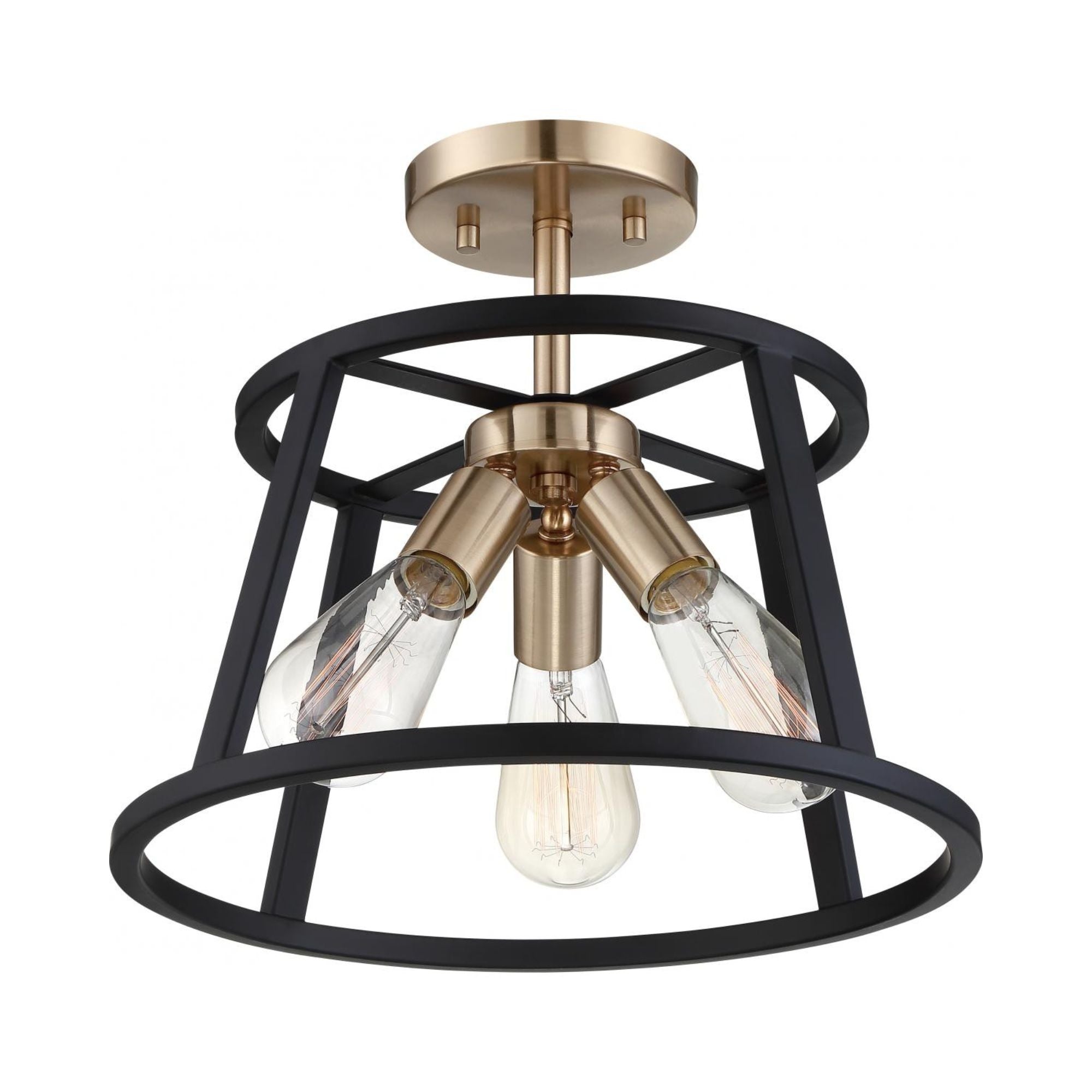 Chassis 14" 3 Lights Flush Mount Brass finish
