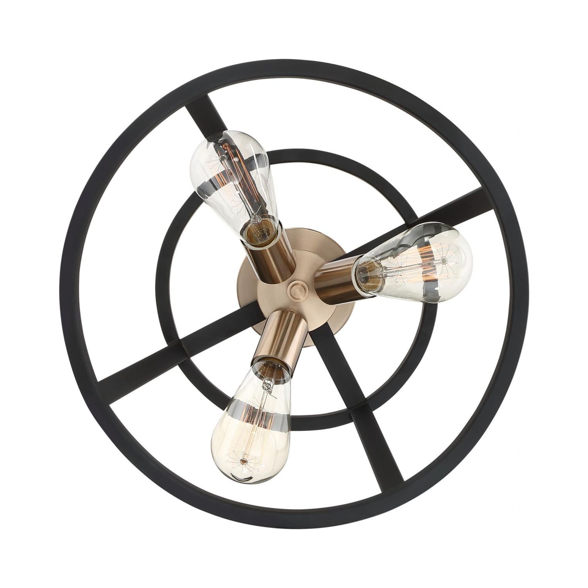 Chassis 14" 3 Lights Flush Mount Brass finish