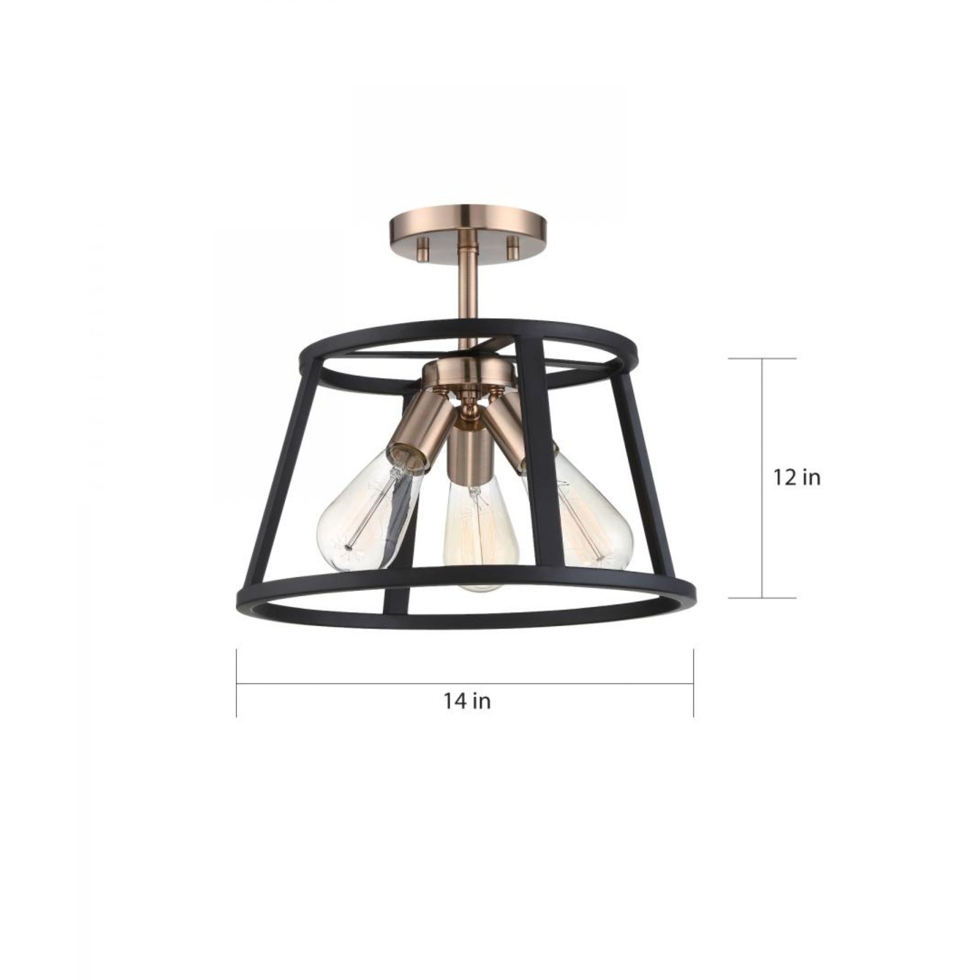 Chassis 14" 3 Lights Flush Mount Brass finish