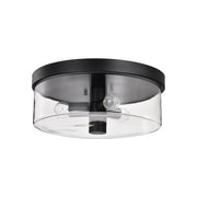 Clarksville 15" 3 Lights Flush Mount, Matte Black Finish