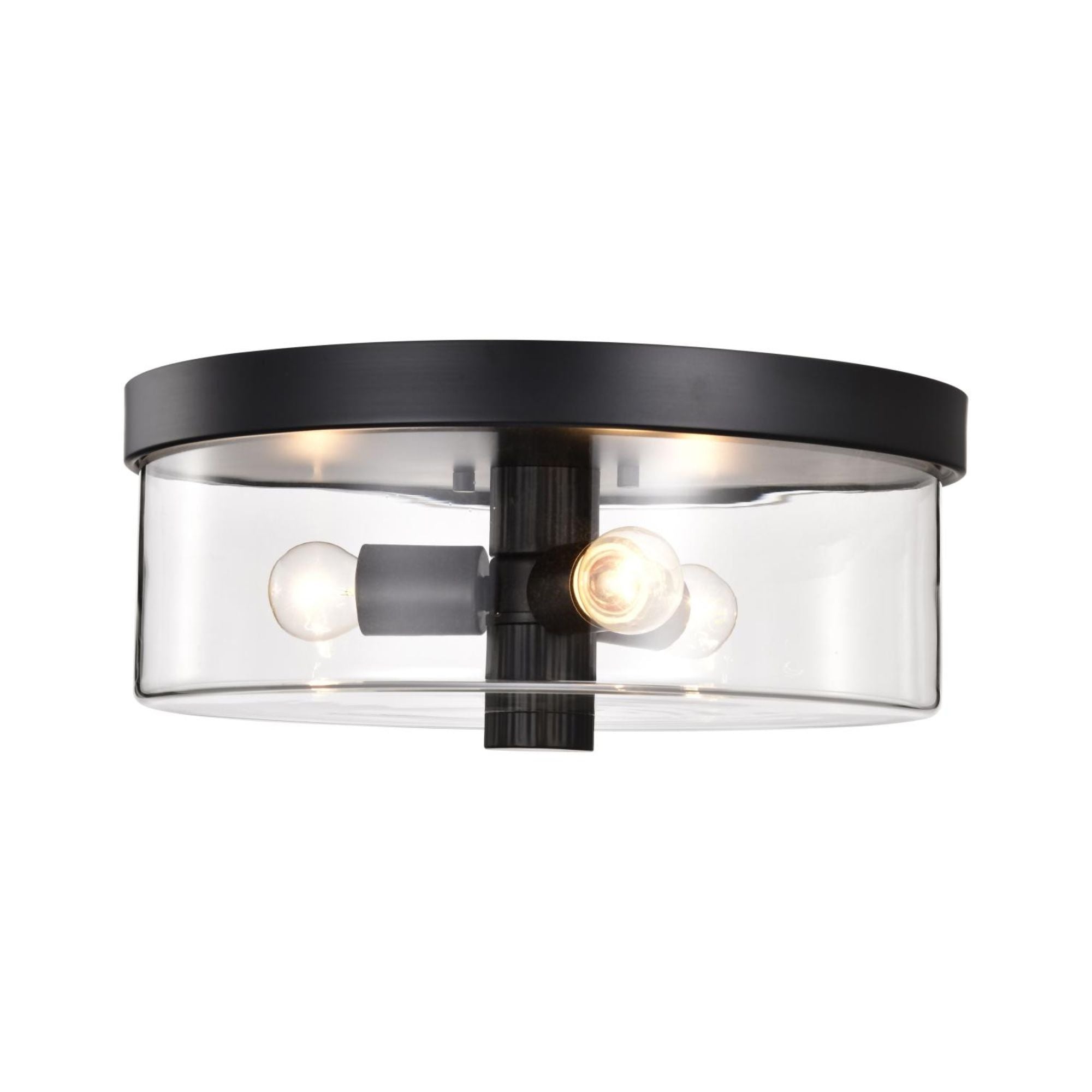 Clarksville 15" 3 Lights Flush Mount, Matte Black Finish