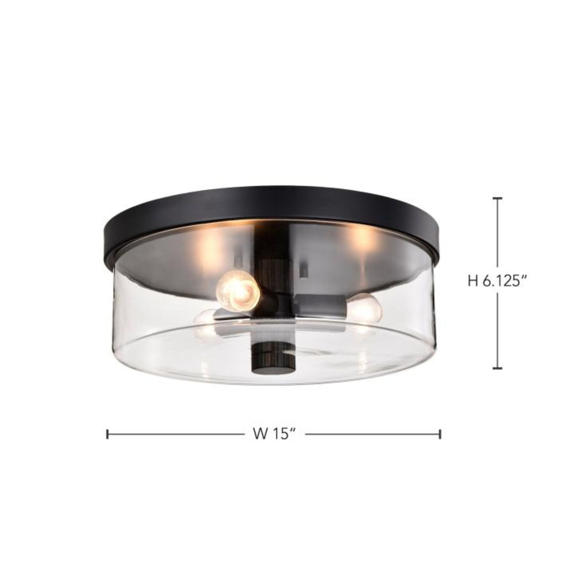 Clarksville 15" 3 Lights Flush Mount, Matte Black Finish