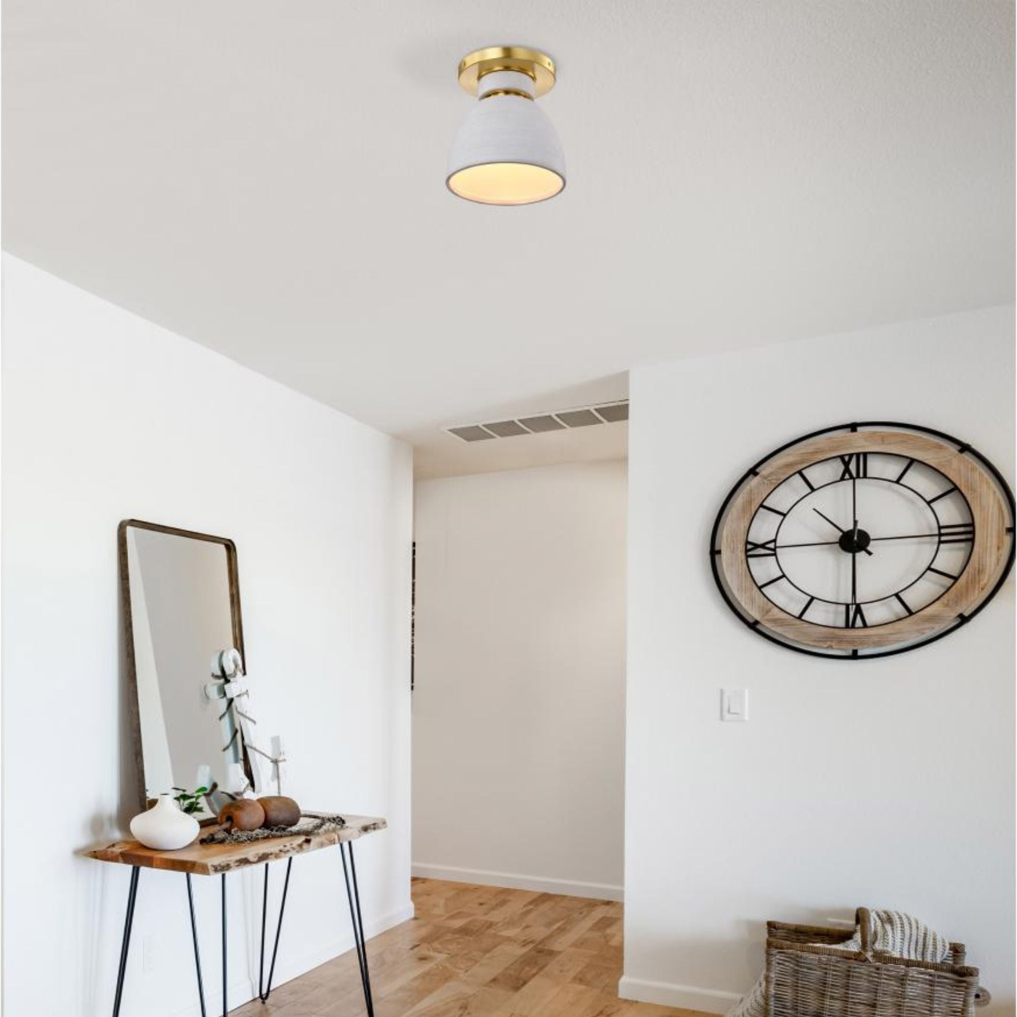 Collins 8" Flush Mount, Brushed Brass Finish