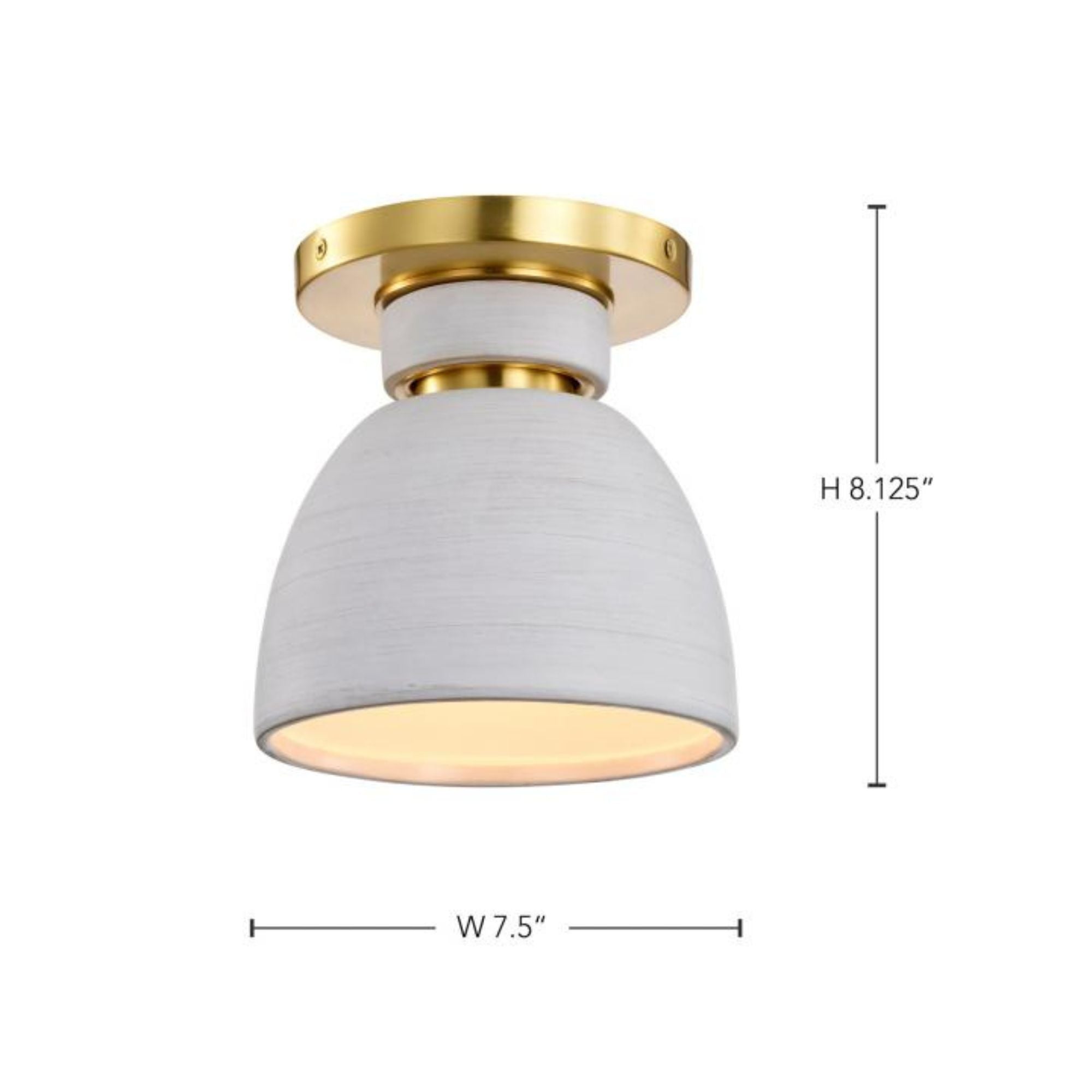 Collins 8" Flush Mount, Brushed Brass Finish
