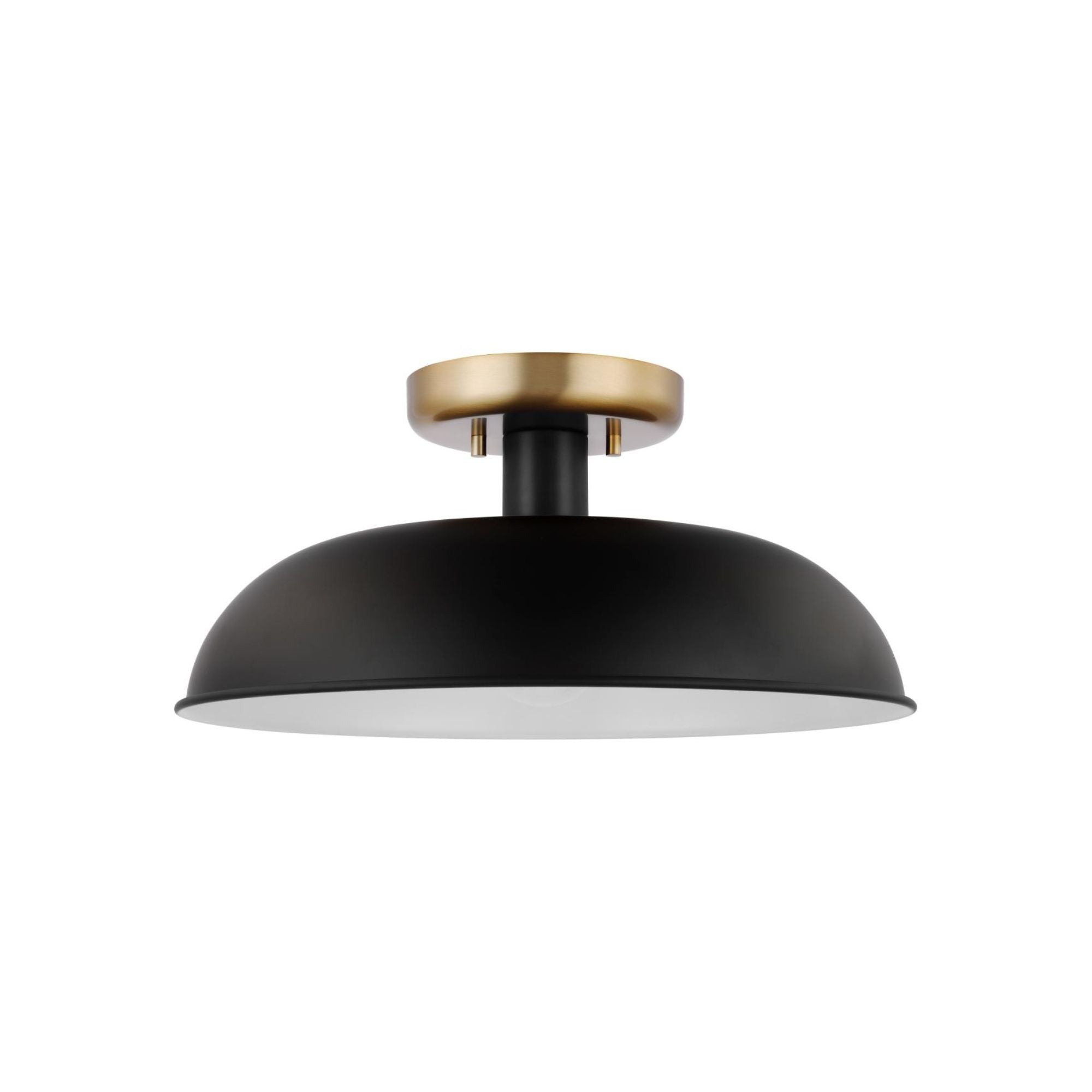 Colony 15" Flush Mount, Matte Black / Burnished Brass Finish