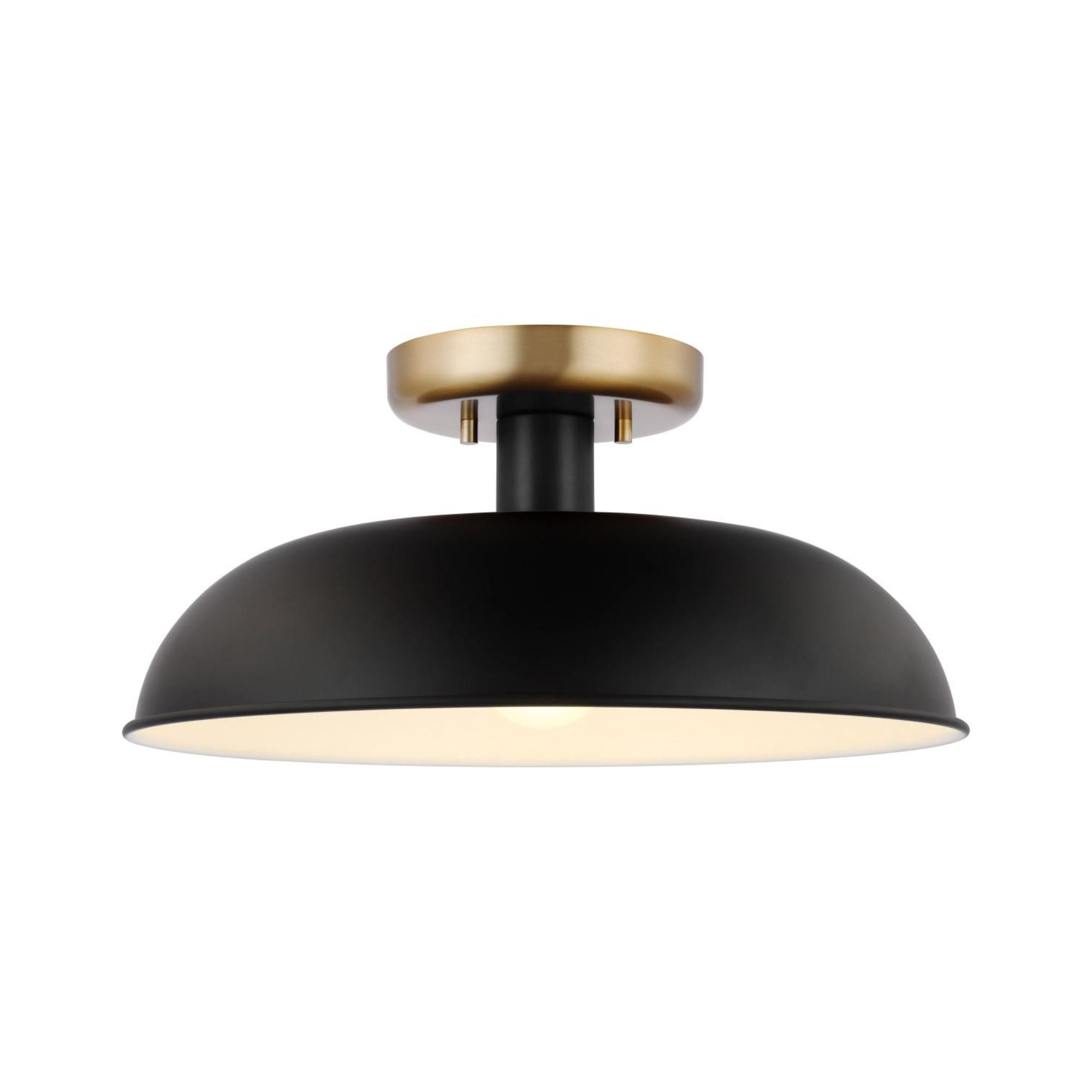 Colony 15" Flush Mount, Matte Black / Burnished Brass Finish